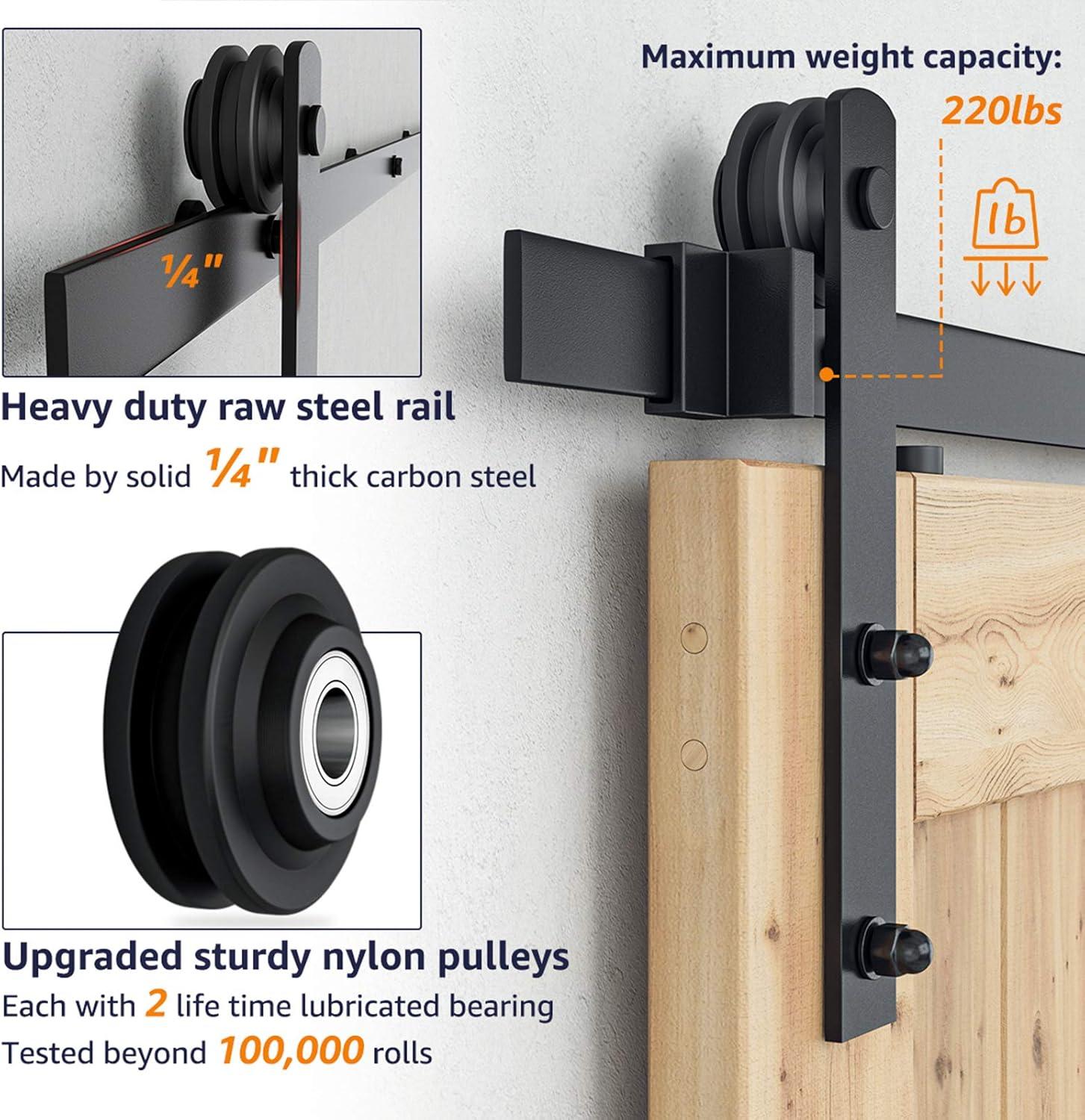 SMARTSTANDARD 6.6FT Barn Door Hardware kit, Barn Door Track, Sliding Door Hardware kit, Smoothly and Quietly -Heavy Duty Sturdy -Easy to Install, Fit 36"-40" Wide Panel (I Shape Hanger)