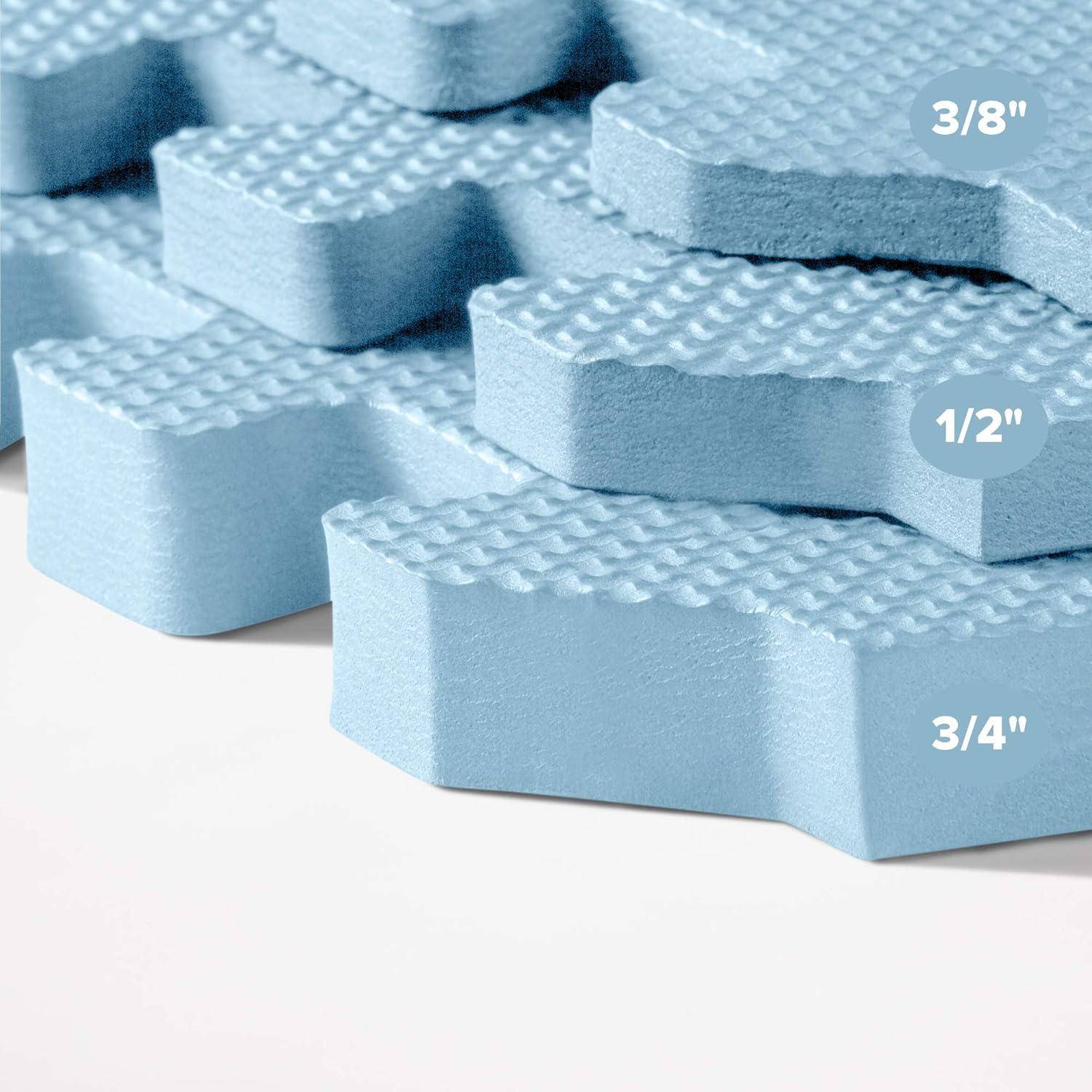 Light Blue EVA Foam Interlocking Gym Floor Tiles, 24 x 24 Inch