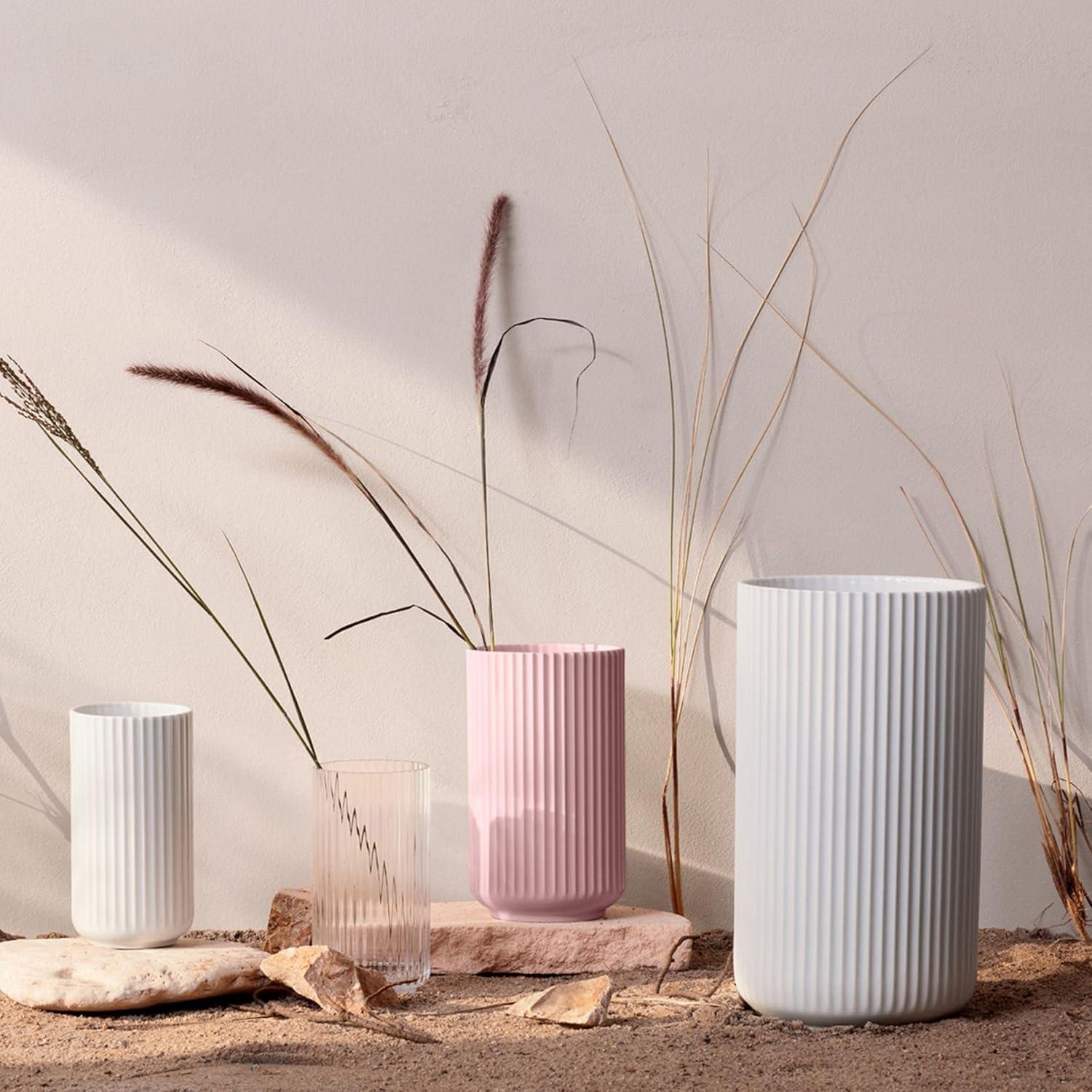 Elegant White Porcelain Fluted Table Vase