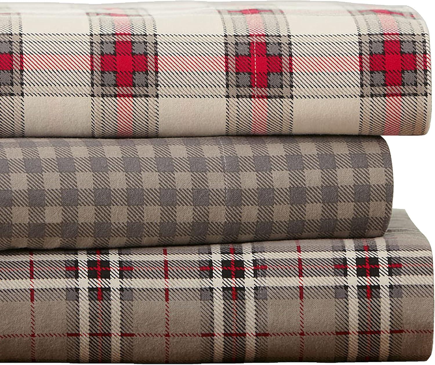 Pointehaven Flannel Plaid Sheet Set