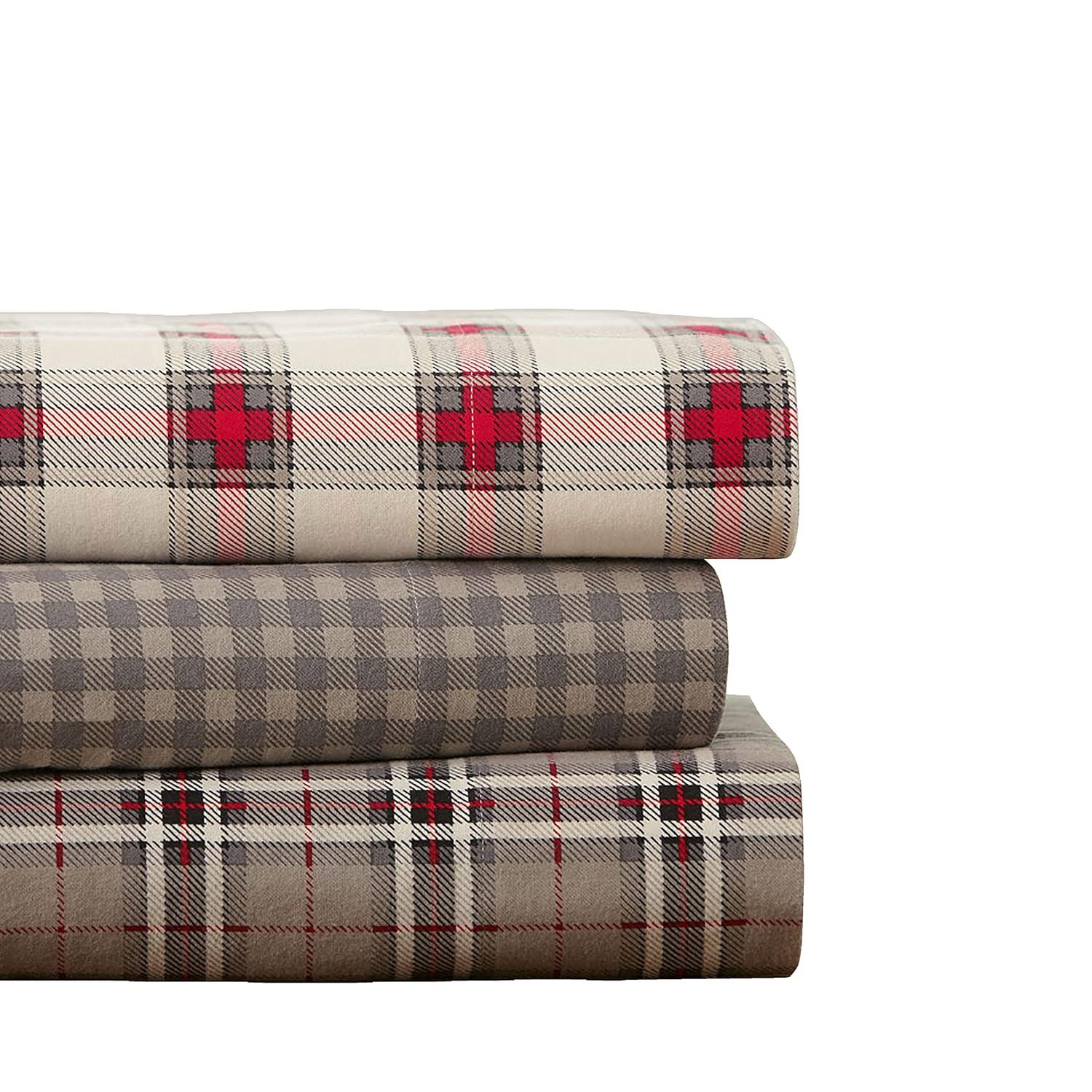 Pointehaven Flannel Plaid Sheet Set