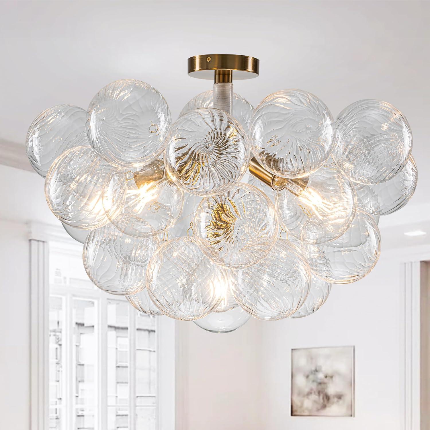 Contemporary 6 - Light Glass Bubble Semi Flush Mount