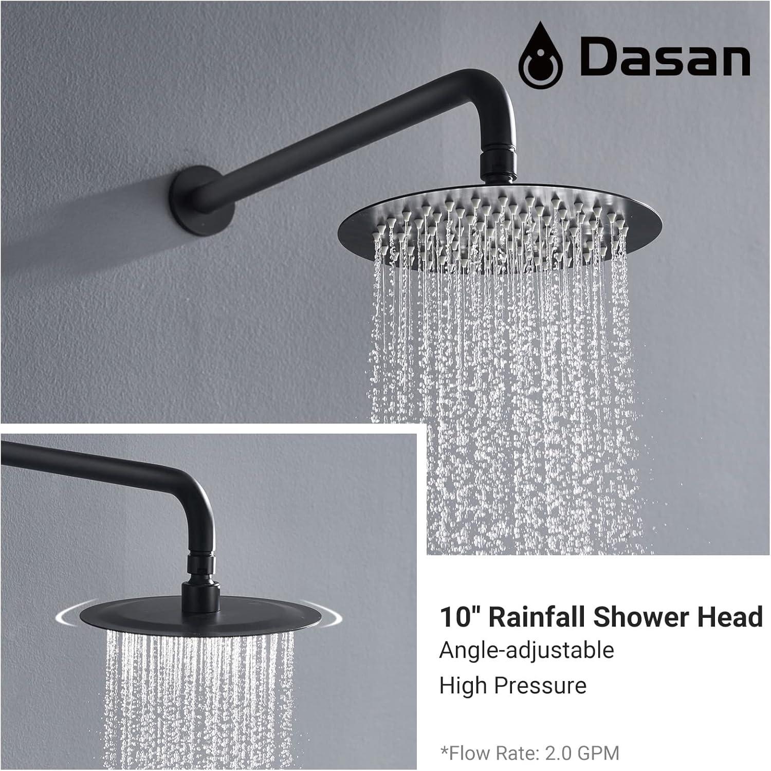 Shower System Shower Faucet Sets for Bathroom with High Pressure 10-inch Rain Shower head and Handheld Shower Head and Brass Valve Inclued, Matte Black