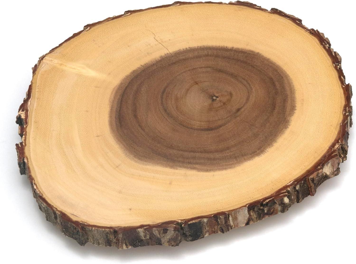 Lipper International Handcrafted Acacia Tree Bark Footed Server Platter, Small
