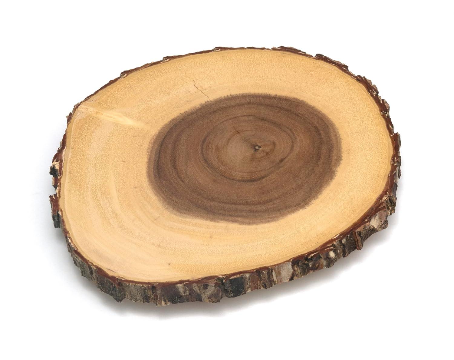 Lipper International Handcrafted Acacia Tree Bark Footed Server Platter, Small