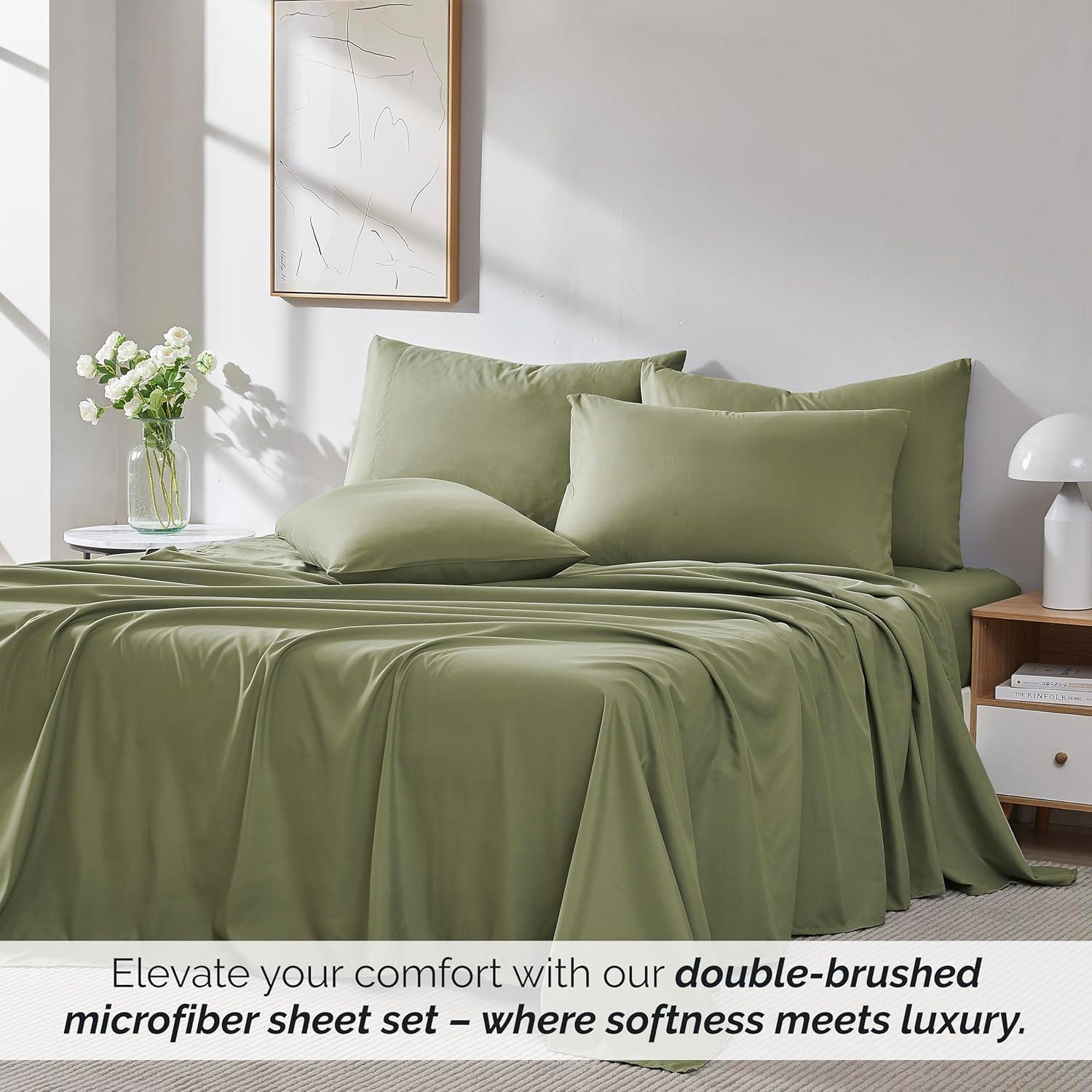 Sage Green Queen Microfiber Deep Pocket Sheet Set
