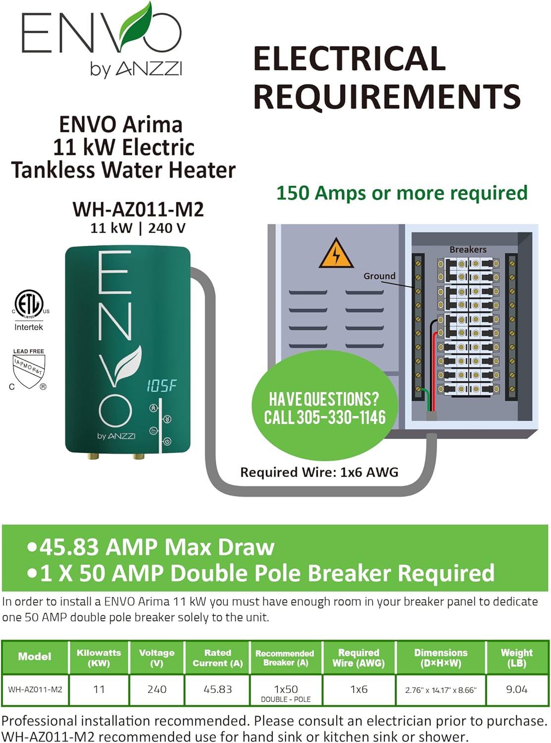 ANZZI WH-AZ011-M2 Envo 240 Electric Tankless Water Heater