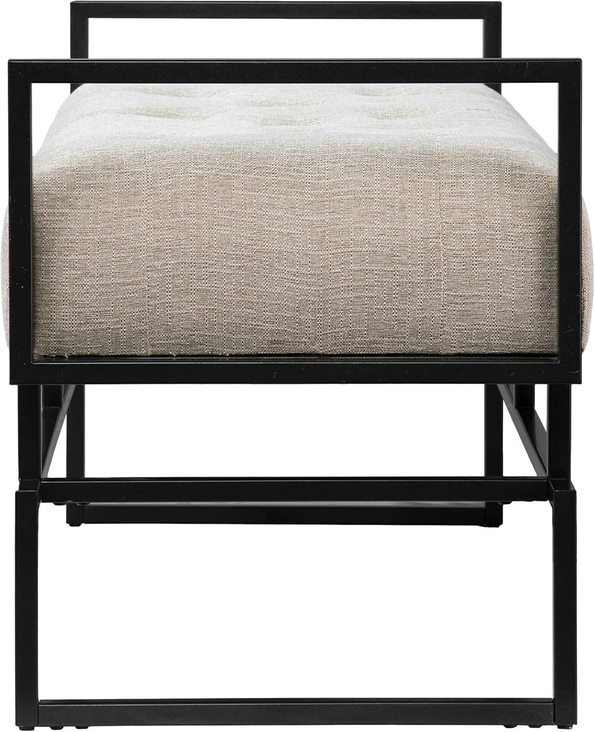 SEI Furniture Coniston Fabric Upholstered Bench in Beige/Gunmetal Gray