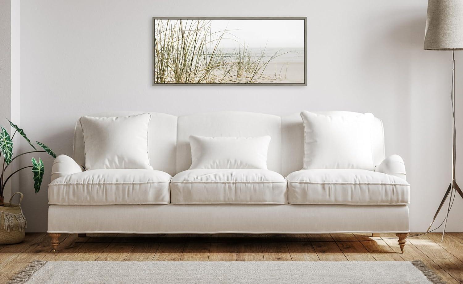 Kate & Laurel All Things Decor Sylvie Calming Beach Grass Framed Canvas by The Creative Bunch Studio