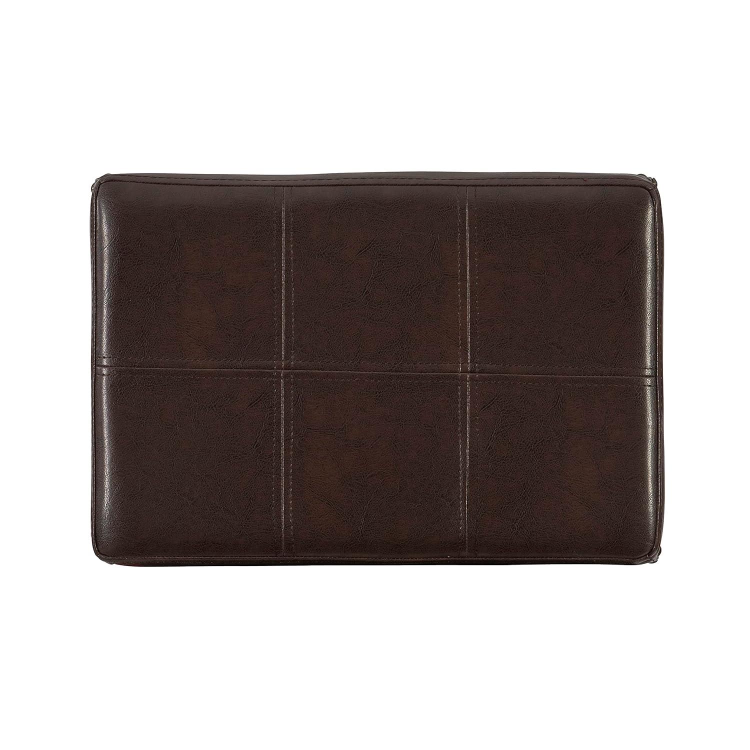 Linon Claridge Backless Wood Bar Stool, 32" Seat Height, Dark Brown Finish with Brown Faux Leather Fabric