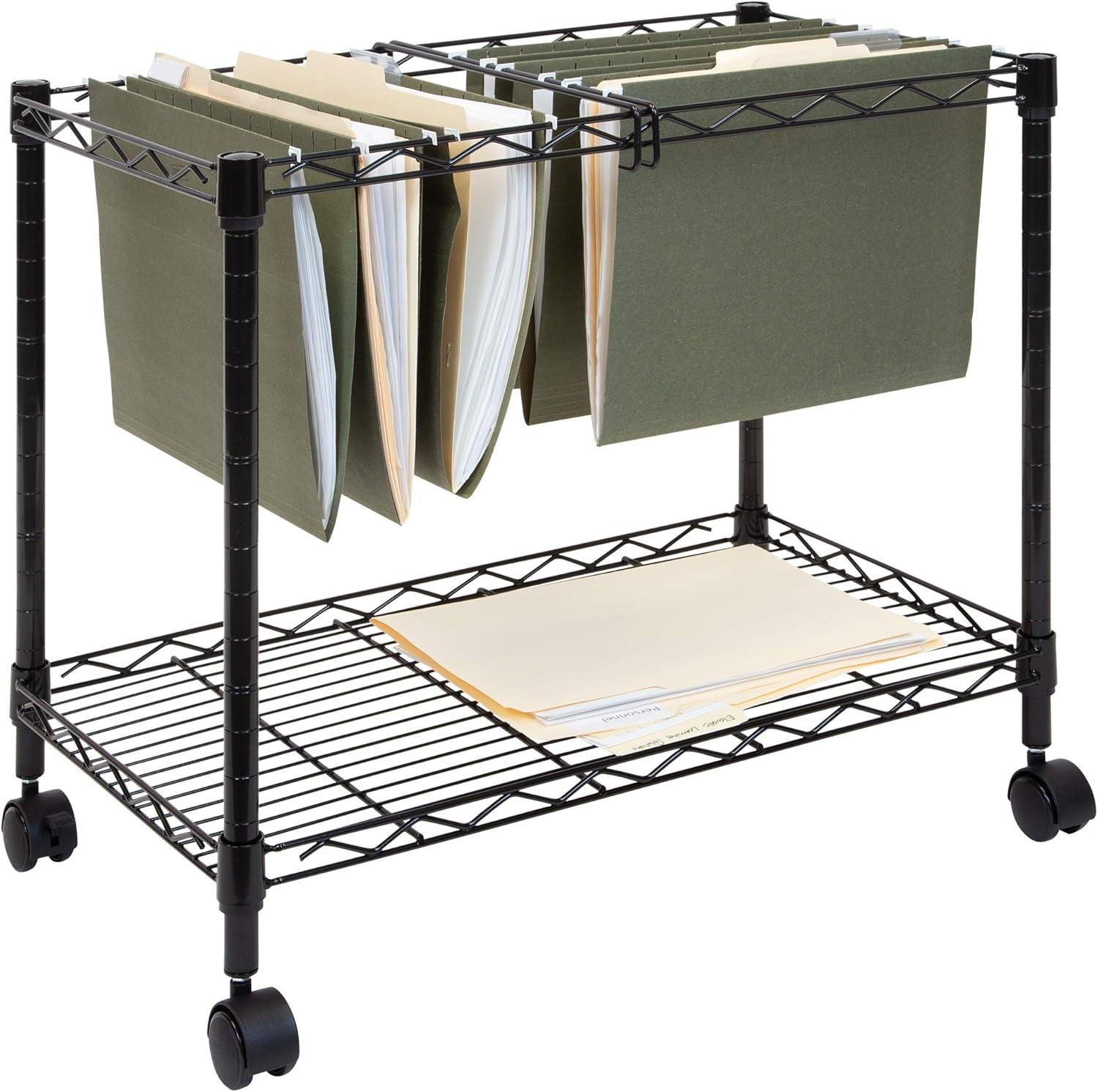 Mount-It! Mobile Rolling File Folder Cart with Wheels | Single Tier with Storage Rack and Locking Casters | Fits Letter and Legal Size Filing Folders