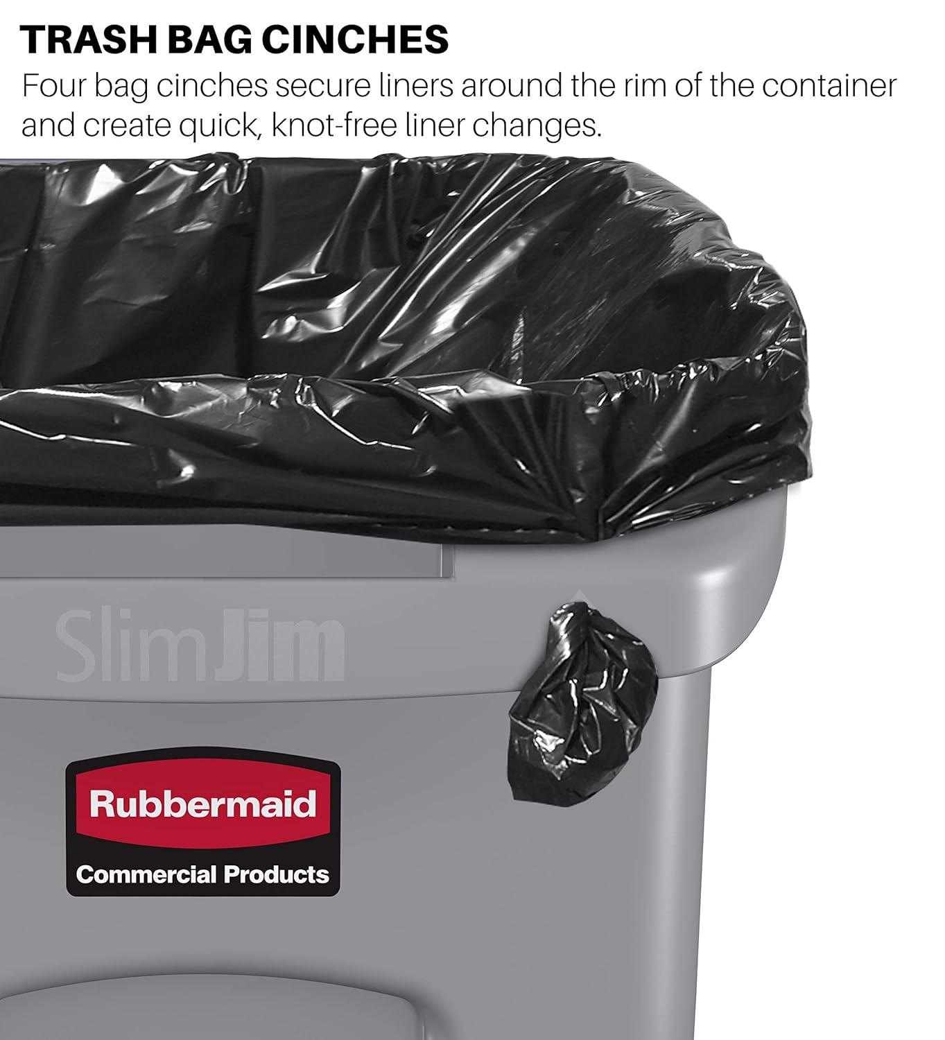 Brown 23-Gallon Slim Jim Commercial Trash Can with Venting Channels