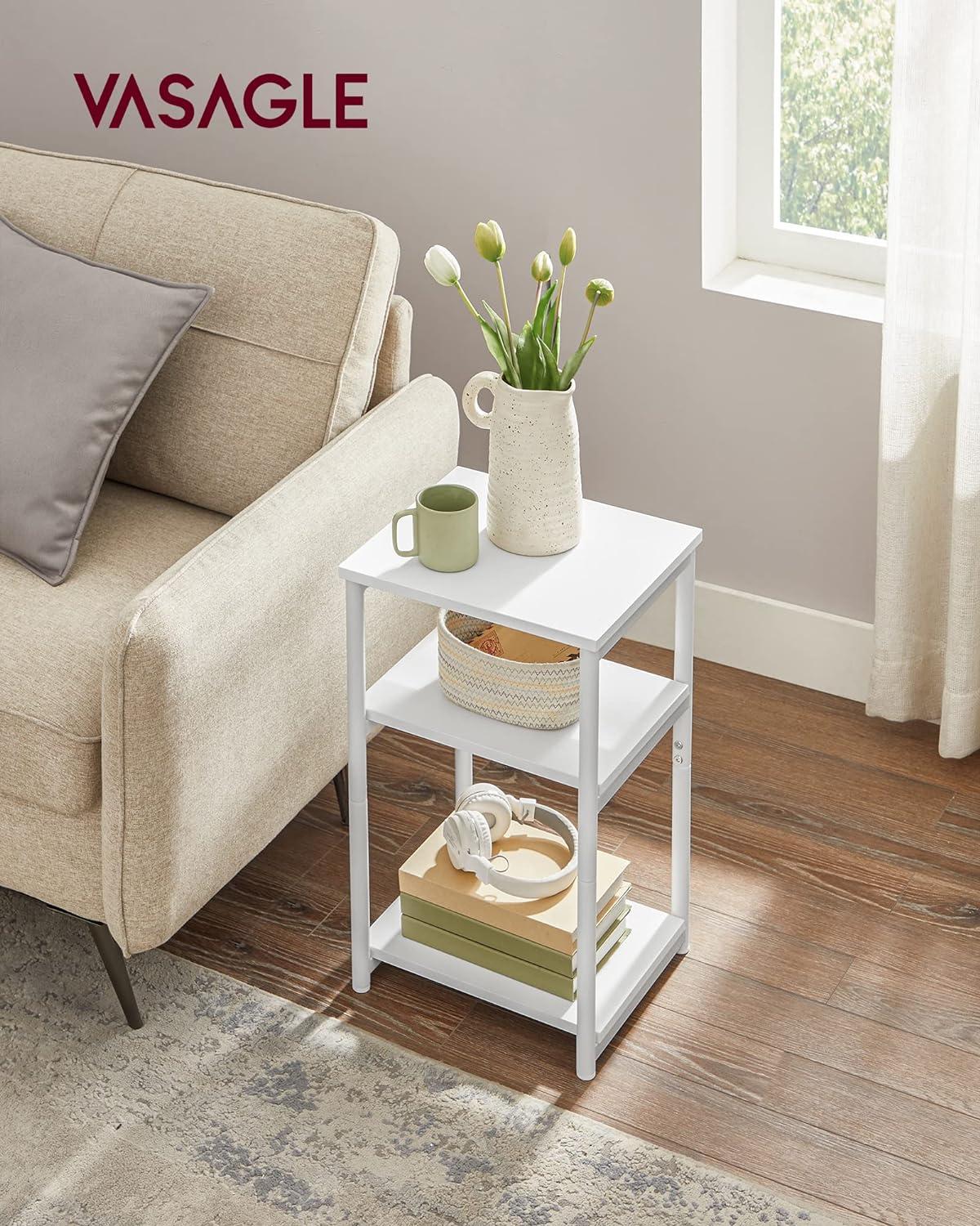 White Metal 3-Tier Rectangular Side Table