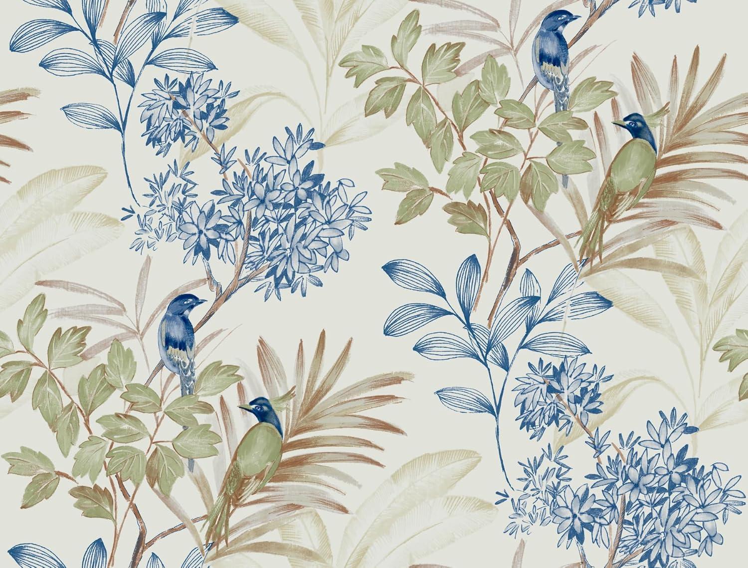 York Wallcoverings Handpainted Songbird Peel & Stick Floral Roll