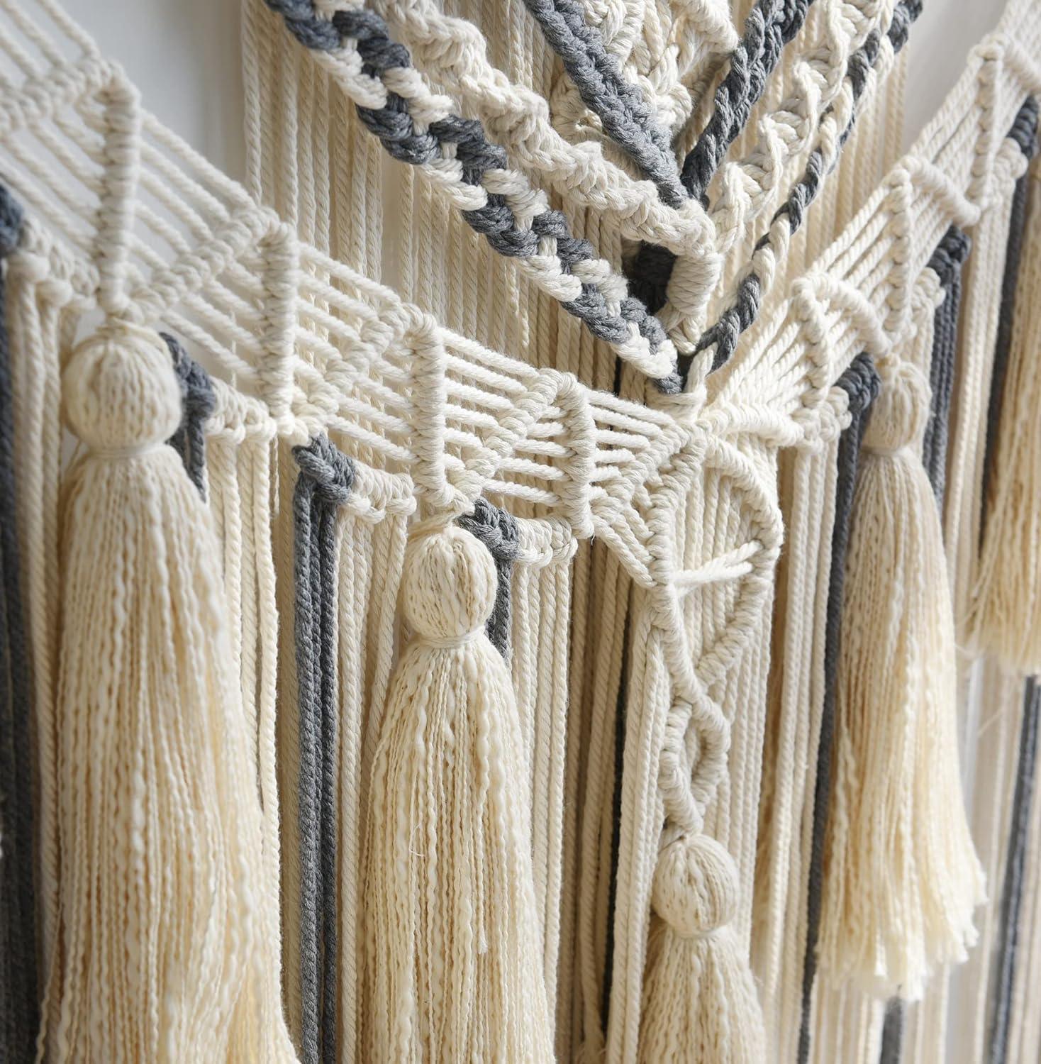 Jakalin Hanging Large Macrame Wall Decor Panels Handmade Wall Art Home Living Room Bedroom Decor,47" Wx 55" L