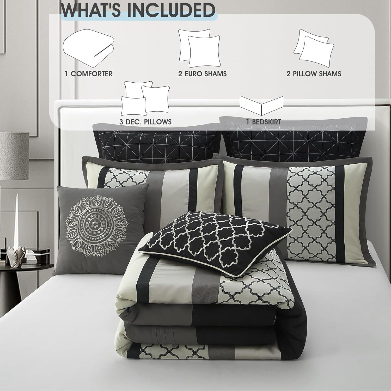 Nanshing America, Inc Avalon Microfiber Modern & Contemporary 8 Piece Comforter Set