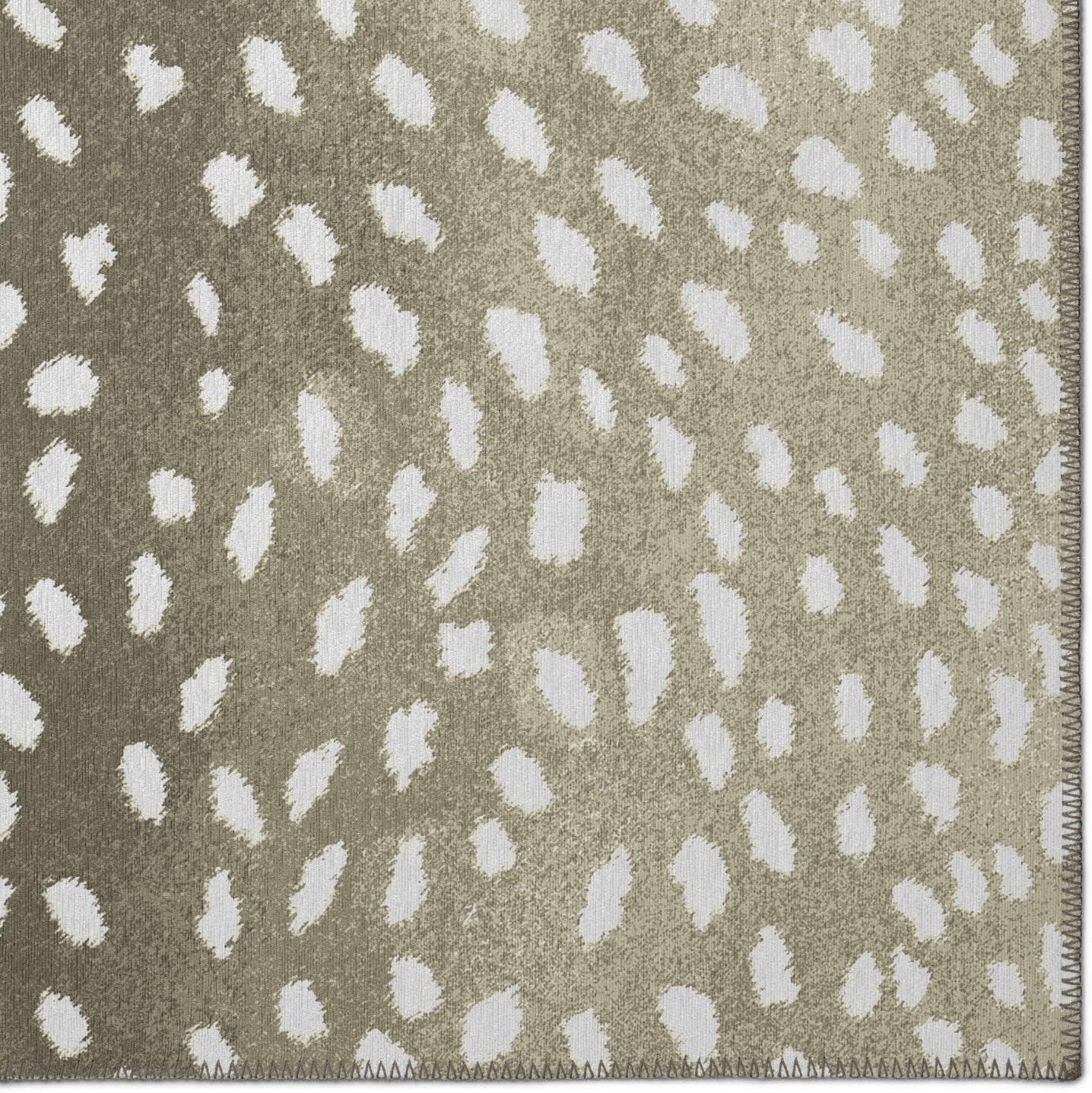 Beige Rectangular Chenille Non-Slip Washable Rug 1'8" x 2'6"