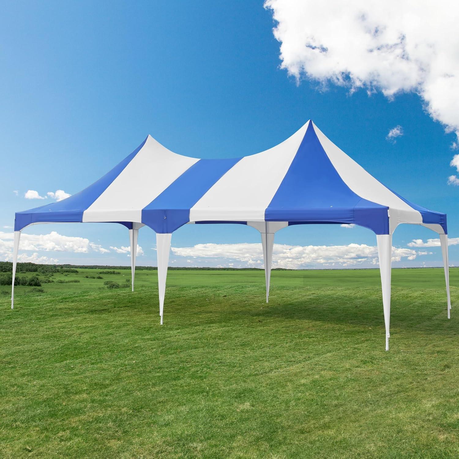 Richryce 13'x 26' Party Tent, All Weather Waterproof Blue-white Wedding Tent for Party, Event, Wedding, BBQ