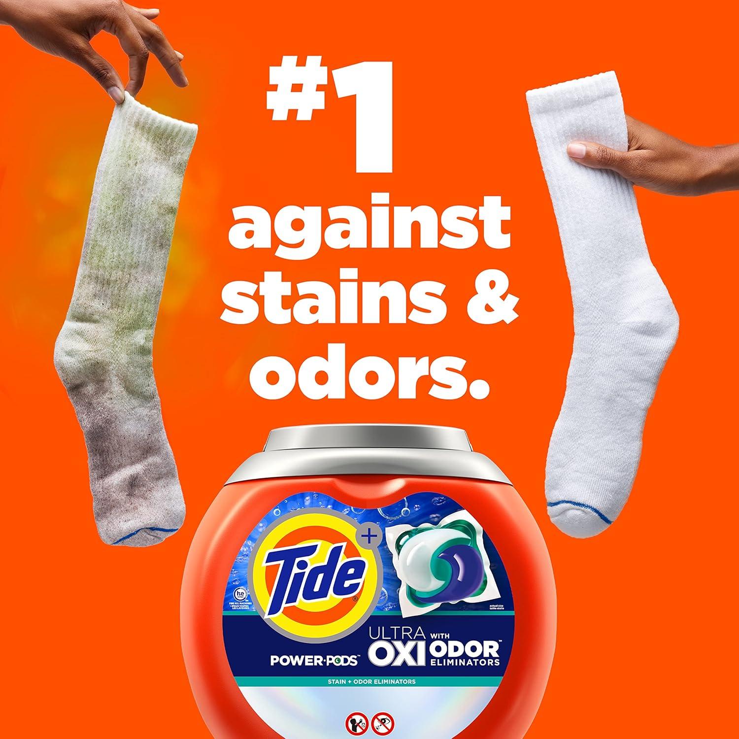 Tide Ultra Oxi Power Pods HE with Odor Eliminators for Visible and Invisible Dirt Laundry Detergent Soap Pacs - 40oz/25ct