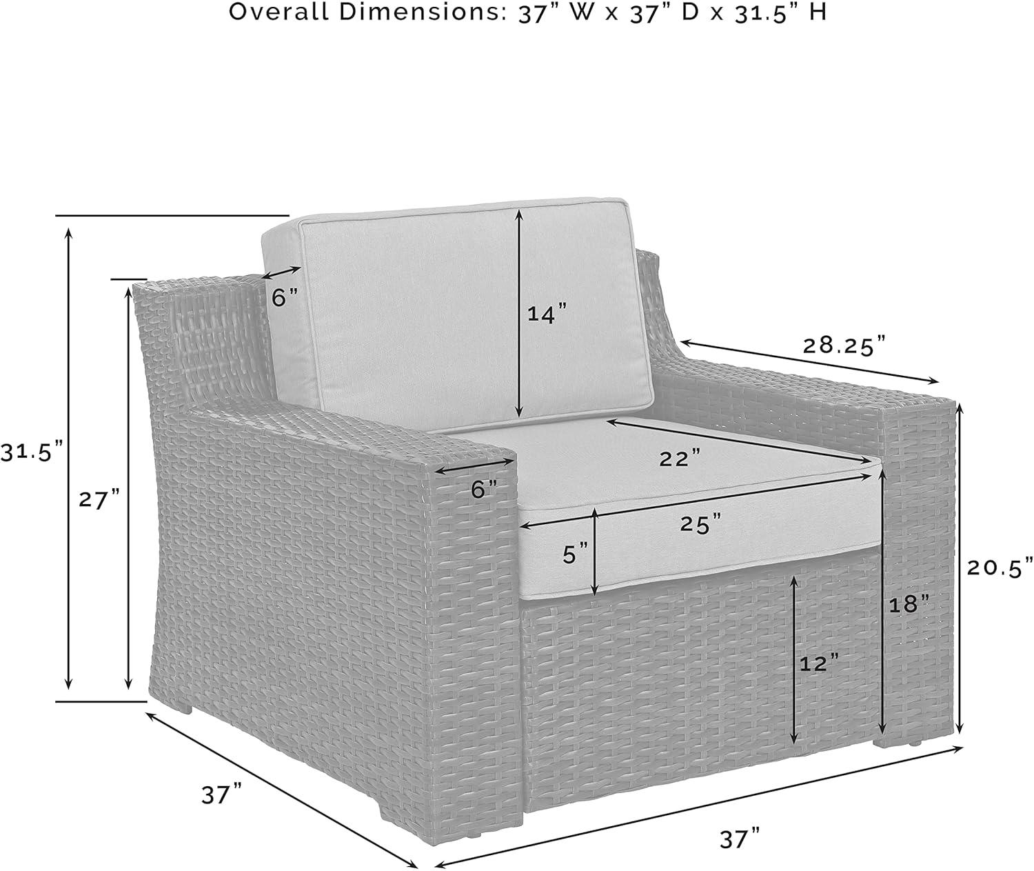 Beaufort Outdoor Wicker Loveseat - Mist - Crosley: Powder-Coated Steel Frame, UV-Resistant, with Foam Cushions