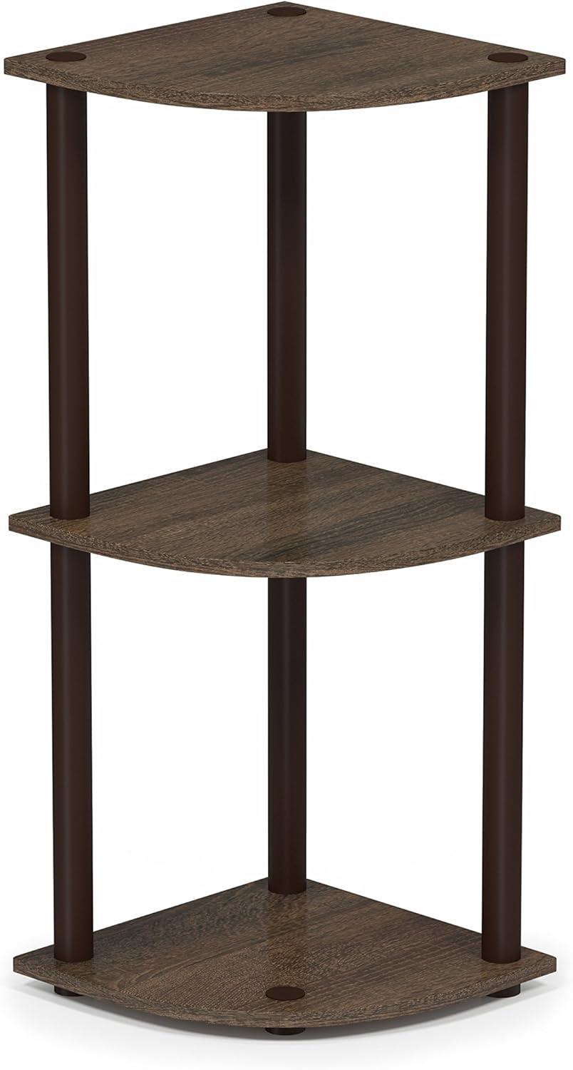 Walnut Brown 3-Tier Corner Ladder Bookcase