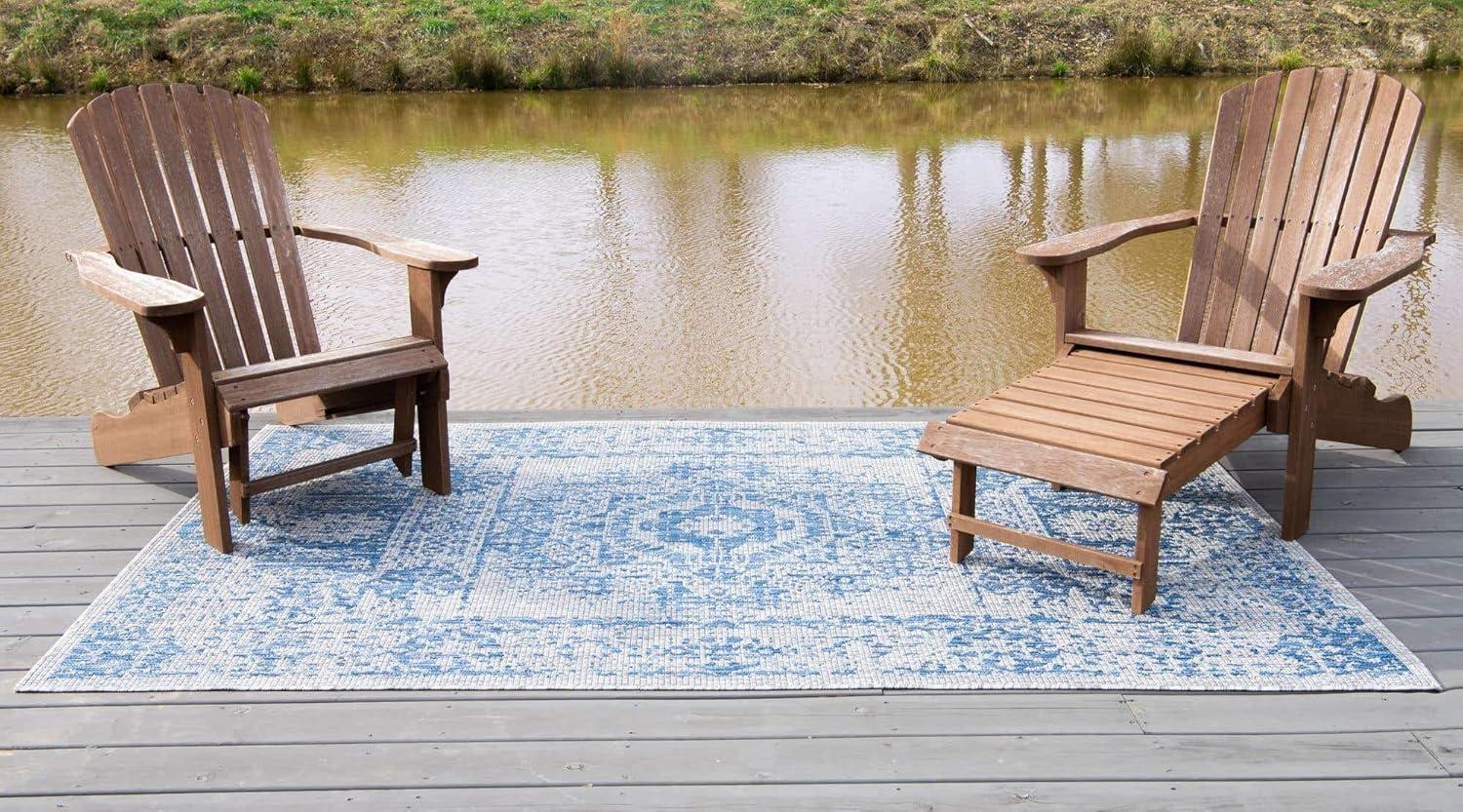 Unique Loom 3' 3 x 5' 3 Rectangle Indoor/Outdoor Traditional Blue Area Rug
