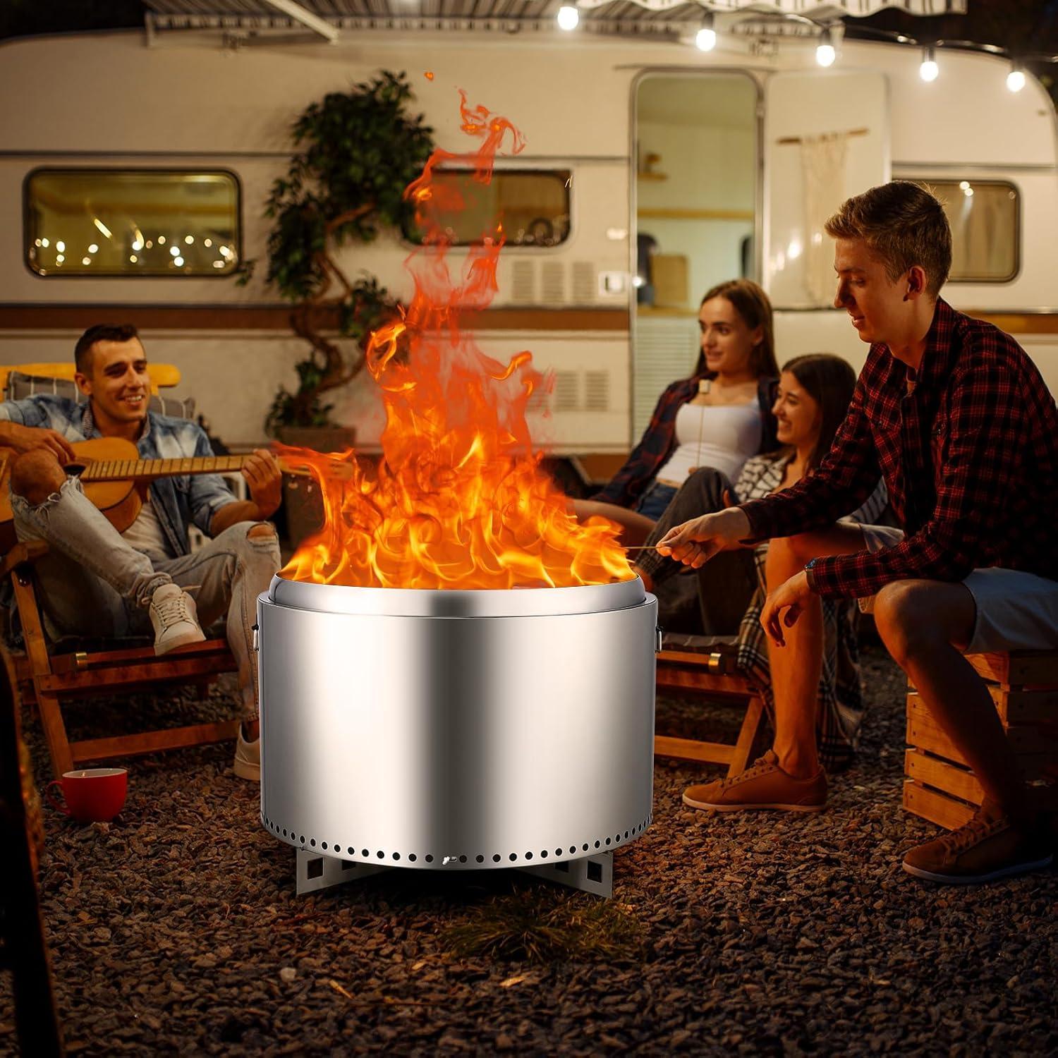 27-Inch Stainless Steel Smokeless Fire Pit with Removable Stand