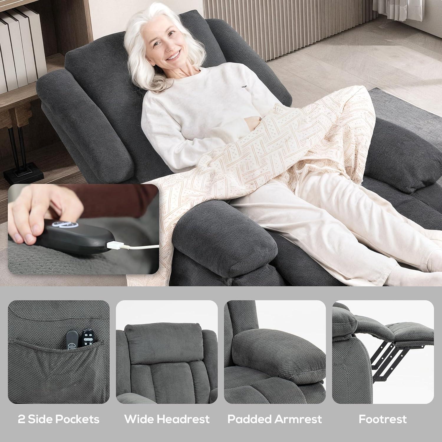 HOMCOM Power Lift Recliner Chair with Massage and Heat, Electric Lift Chair for Elderly, Gray