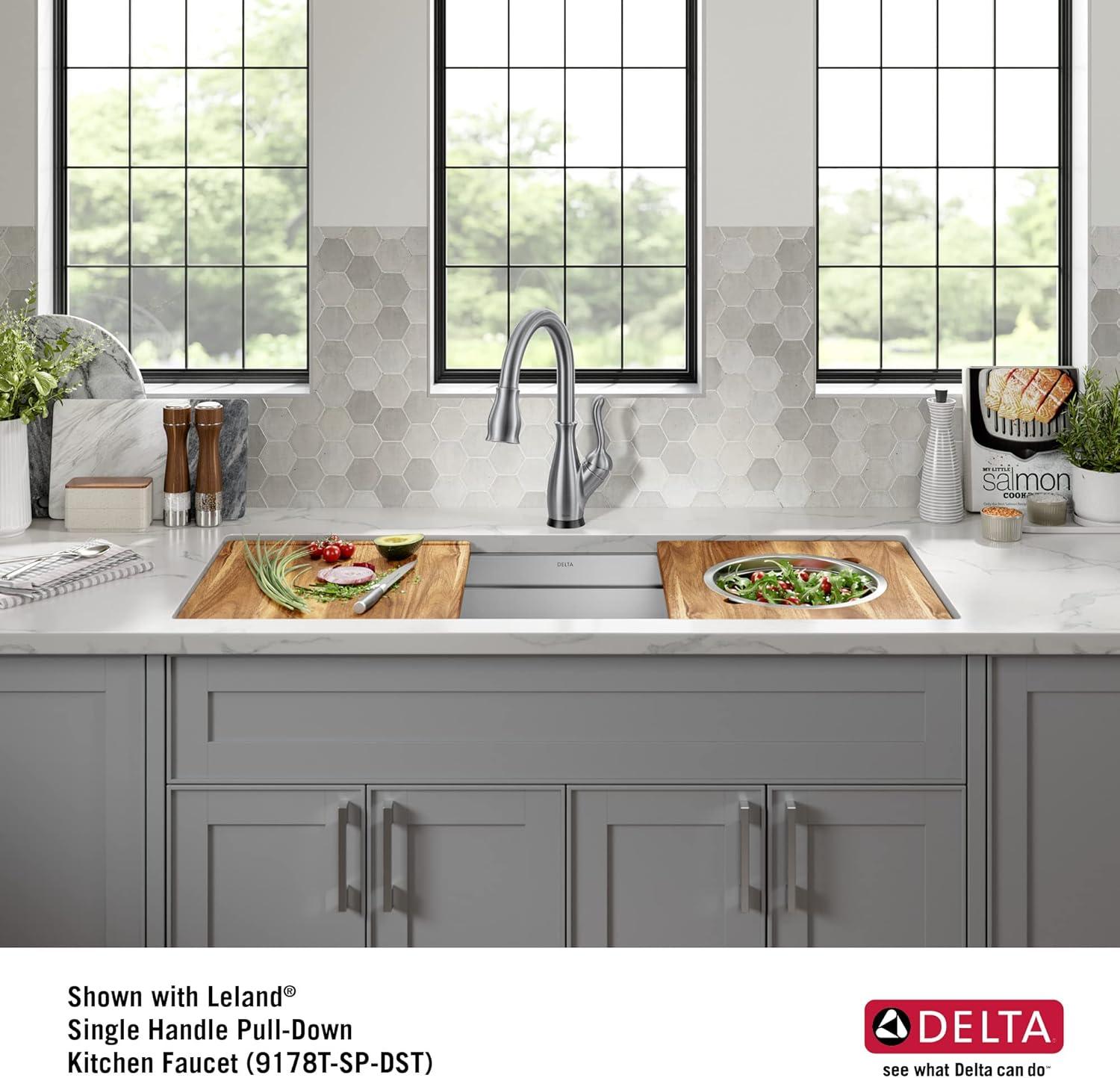 Delta Lorelai™ 45" L Workstation Kitchen Sink Undermount 16 Gauge Stainless Steel Single Bowl with 2-Tier WorkFlow™ Ledge