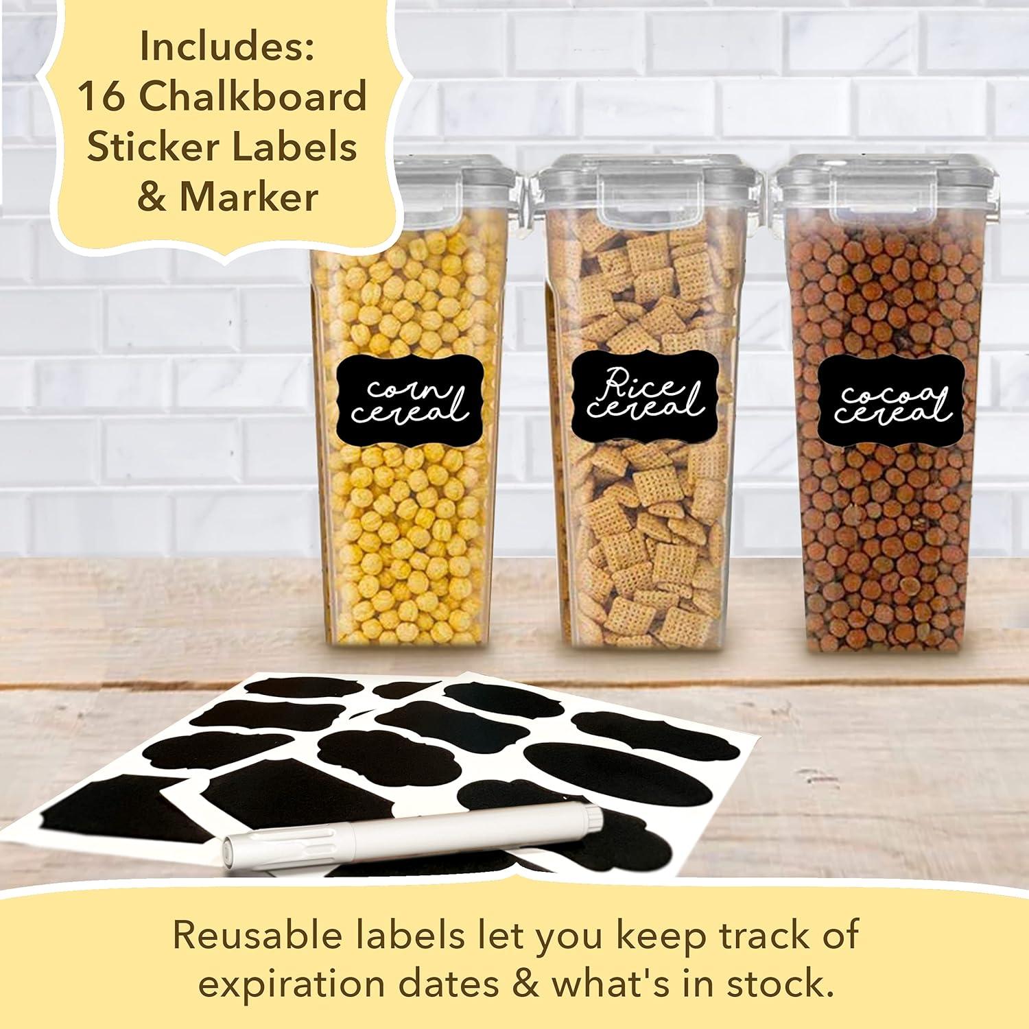 Simply Gourmet Food Storage Containers for Kitchen Organization - Pack of 7 BPA-Free Airtight Organizers for Flour, Sugar, Coffee & More - Includes Labels & Marker 7pack