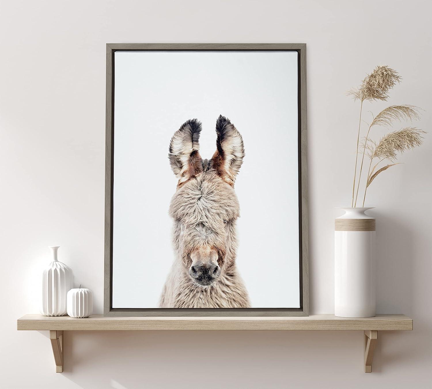 18" x 24" Sylvie Animal Studio Burro Portrait Framed Canvas by Amy Peterson - Kate & Laurel All Things Decor