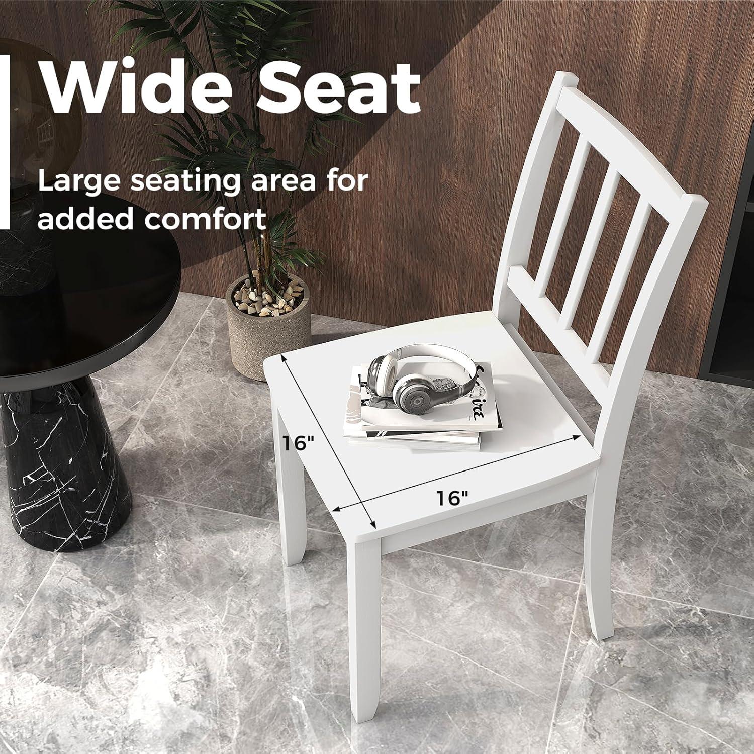 Set of 4 Camden Wood Slat Back Dining Chairs White - Buylateral: Rubberwood, No Tools Assembly