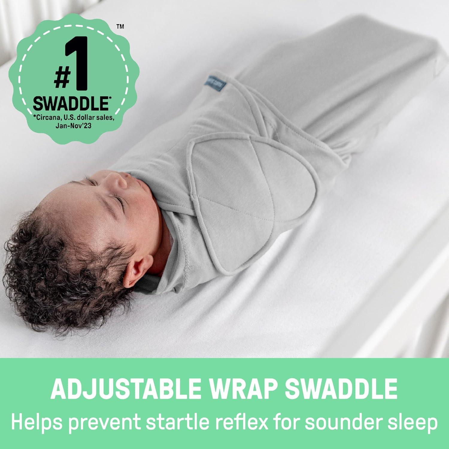 Ingenuity SwaddleMe by Ingenuity Monogram Collection Baby Swaddle, 100% Cotton, 0-3 Months, 1.0 TOG, 3-Pack - Born Free (Set of 3)