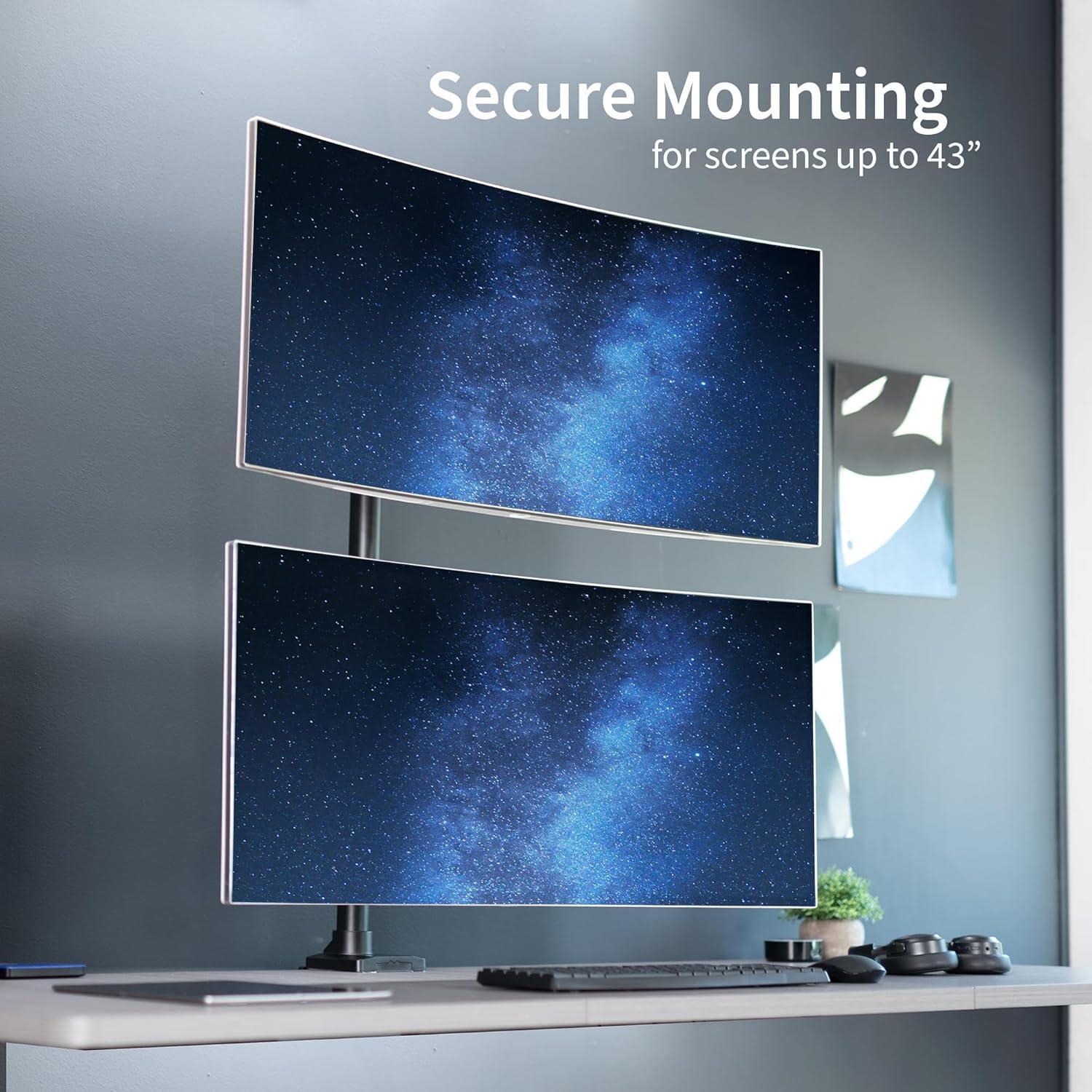 VIVO Ultra Wide Dual Monitor Mount, Extra Tall Stand, Fits up to 43" Screens