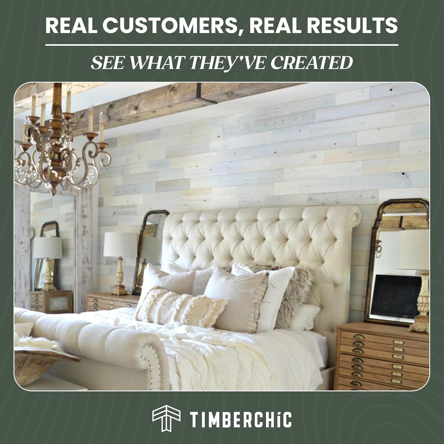 Timberchic River Reclaimed Wooden Wall planks - Simple Peel & Stick Wall Covering Application for DIY Accent Wall & Home Improvement - Modern, Premium Wall Paneling