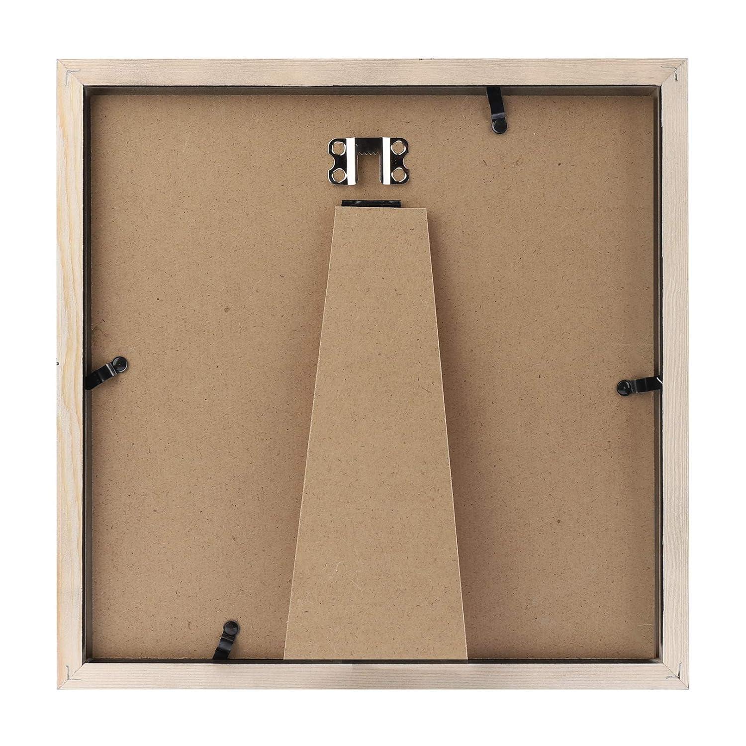 Picture Frames 8x8 2 Pack Nature Solid Black Wood for Wall Mounting and Tabletop Display