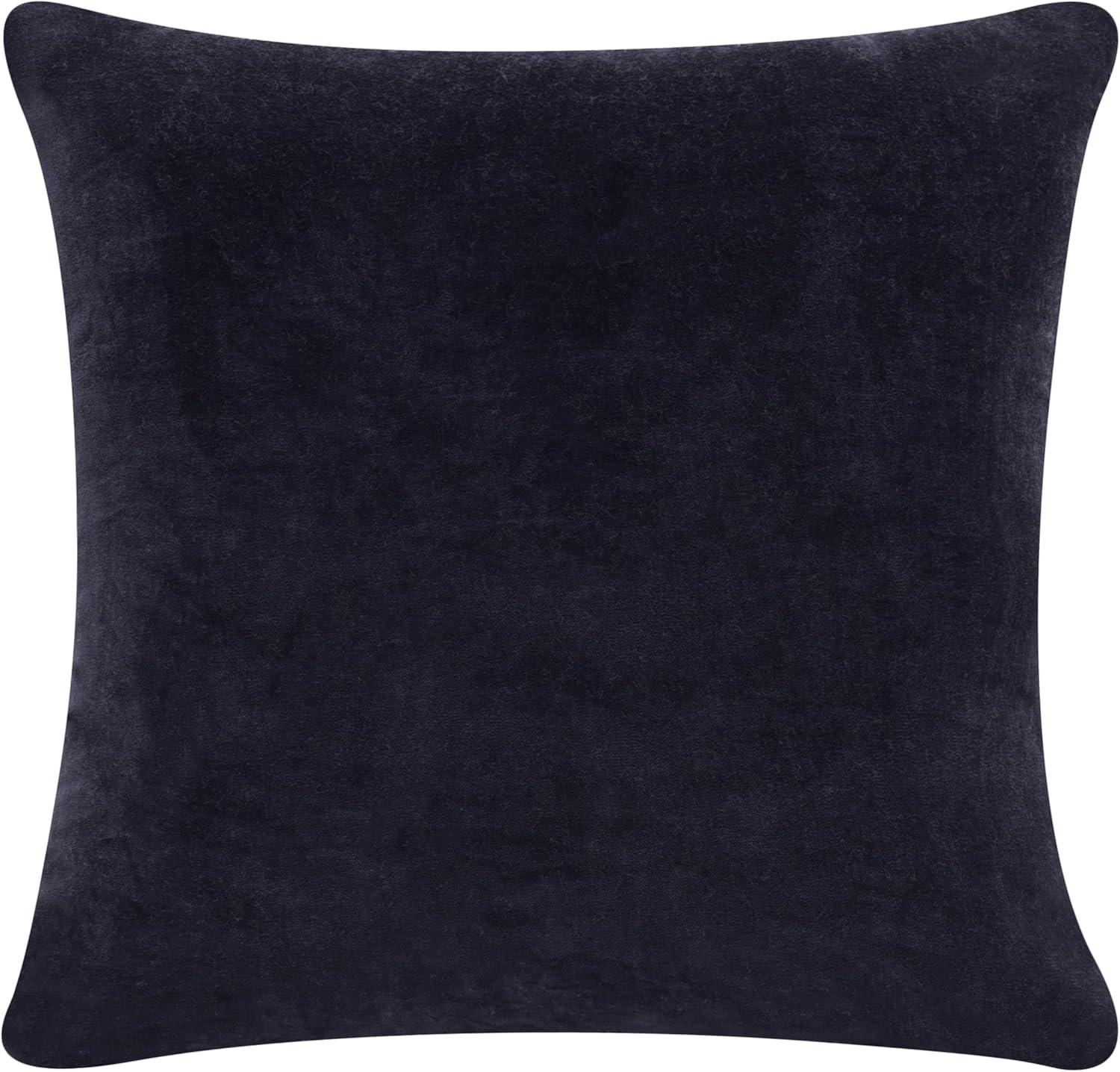 20" Black Cotton Velvet Square Throw Pillow