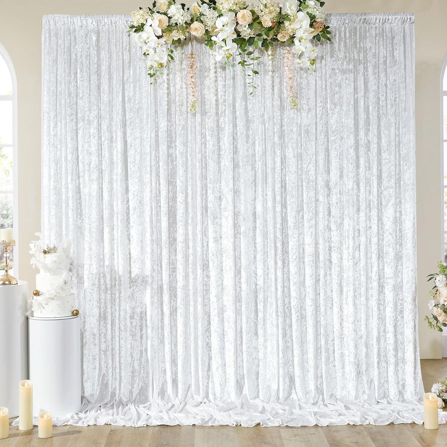 10x10ft White Backdrop Curtain for Parties Wrinkle Free Wedding Baby Curtain Backdrops for Birthday Party