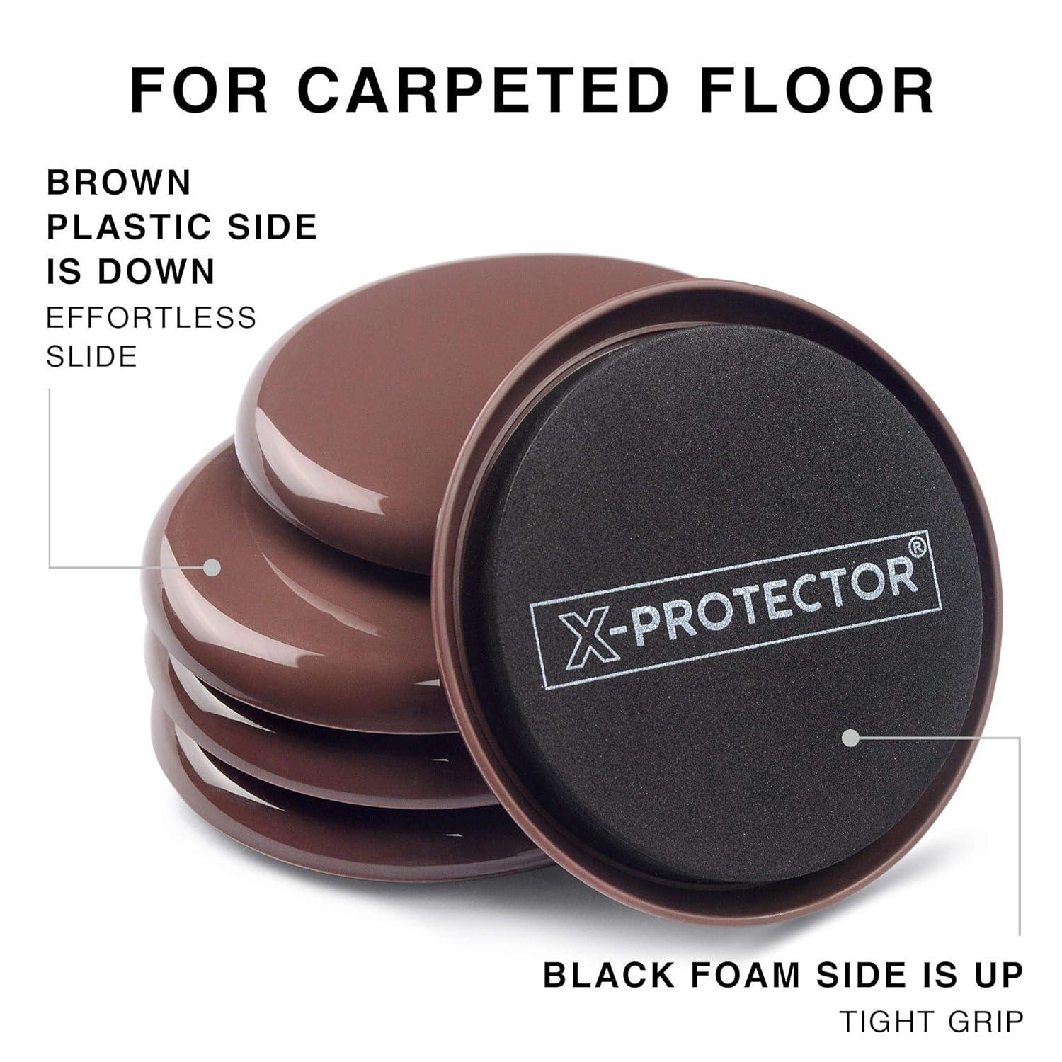 Brown Heavy Duty Non-Adhesive Furniture Sliders for Carpet