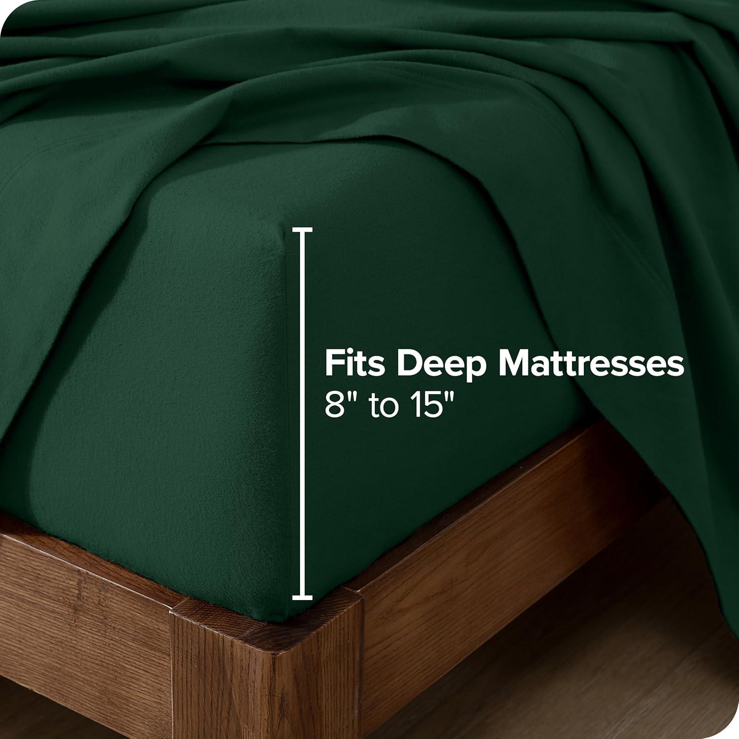 Forest Green Cotton Flannel Twin Sheet Set by Bare Home