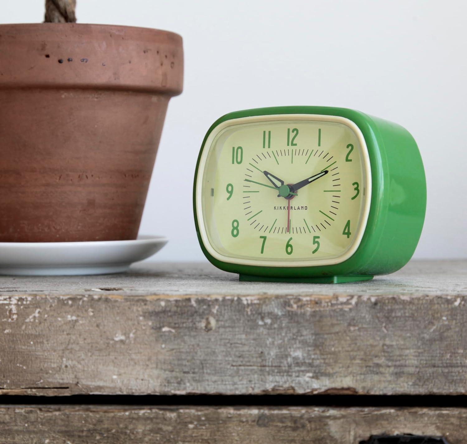 Green Retro Plastic Alarm Clock with Glow Hands