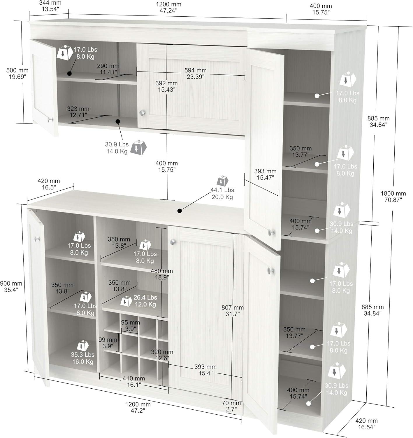 Washed Oak 3-Piece Shaker Kitchen Cabinet System