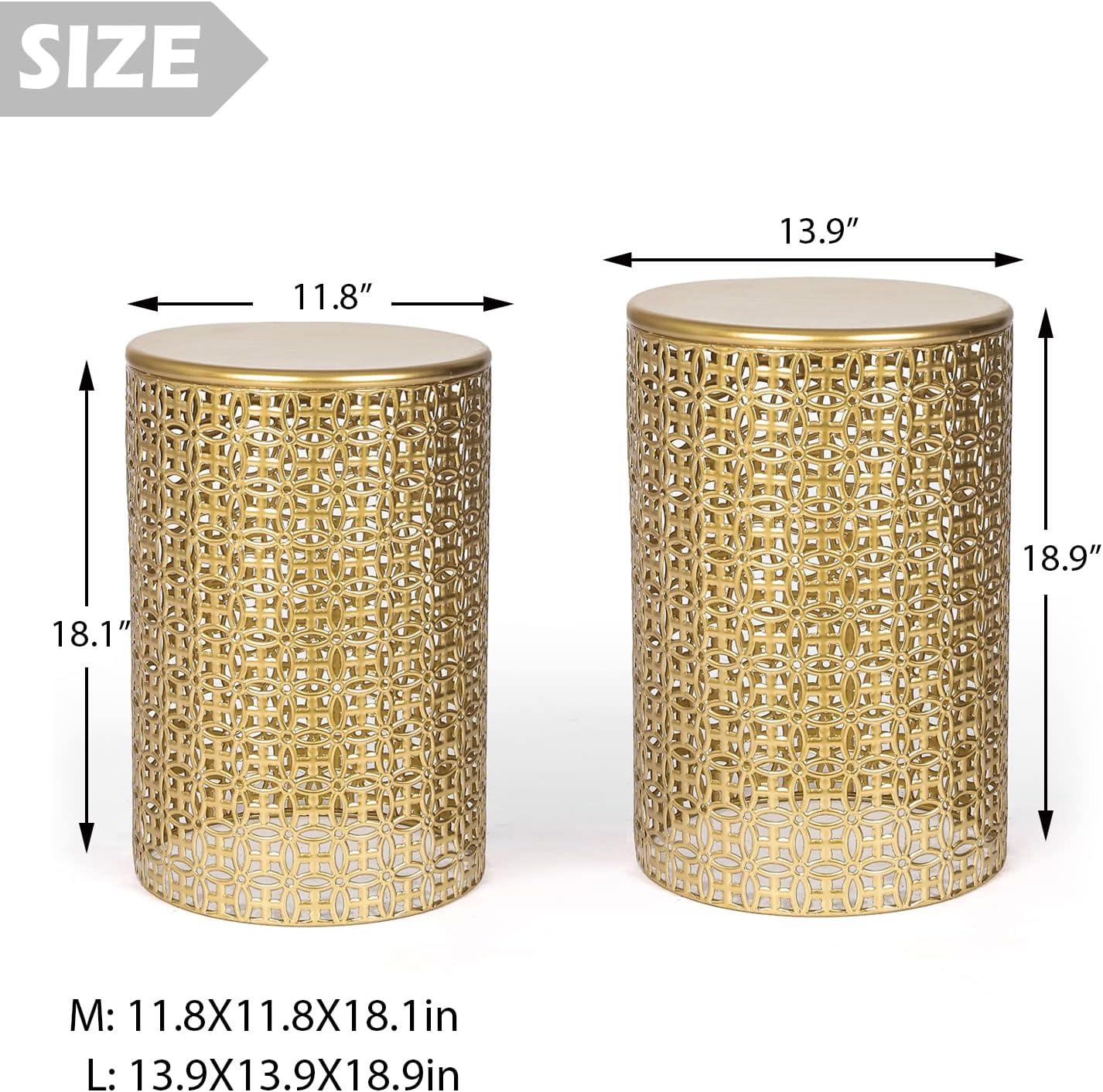 Rosdorf Park Arvil Golden Round Metal End Table(set of 2)