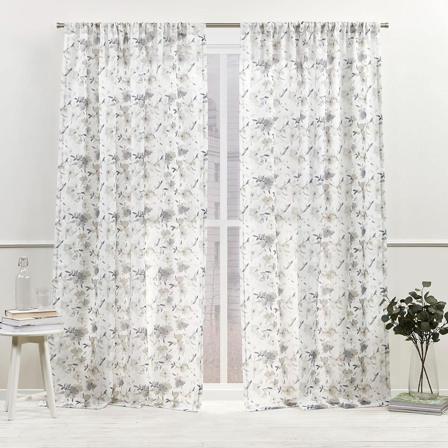 Nicole Miller Nicole Miller New York Hattie Light Filtering, Semi Sheer Rod Pocket Curtain Panels (Set of 2)