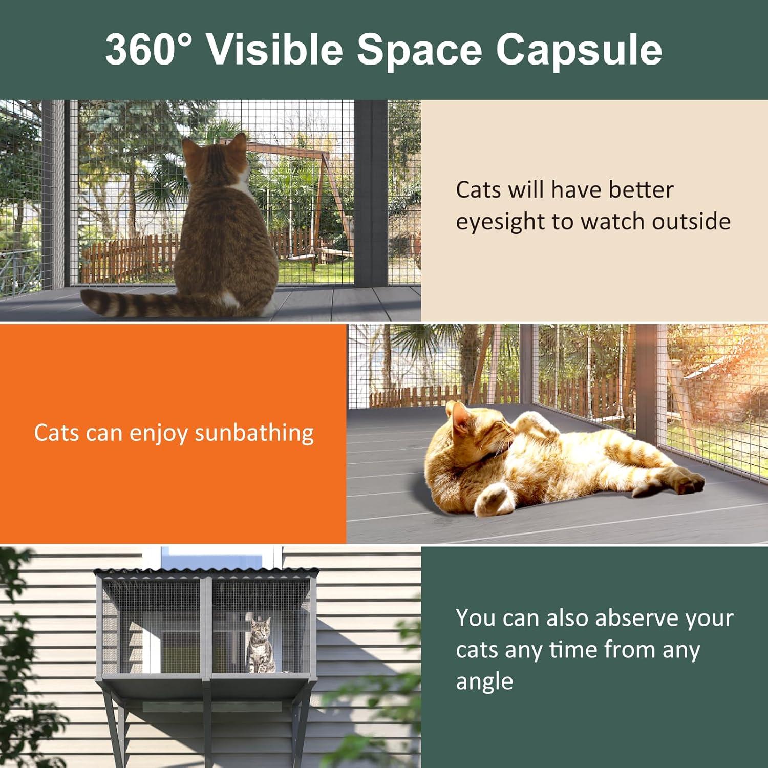 Tucker Murphy Pet™ Cat Catio,Cat Window Perch for Large Indoor Cats - Expandable Wooden Cat Window Box Enclosure for Multi Cats,