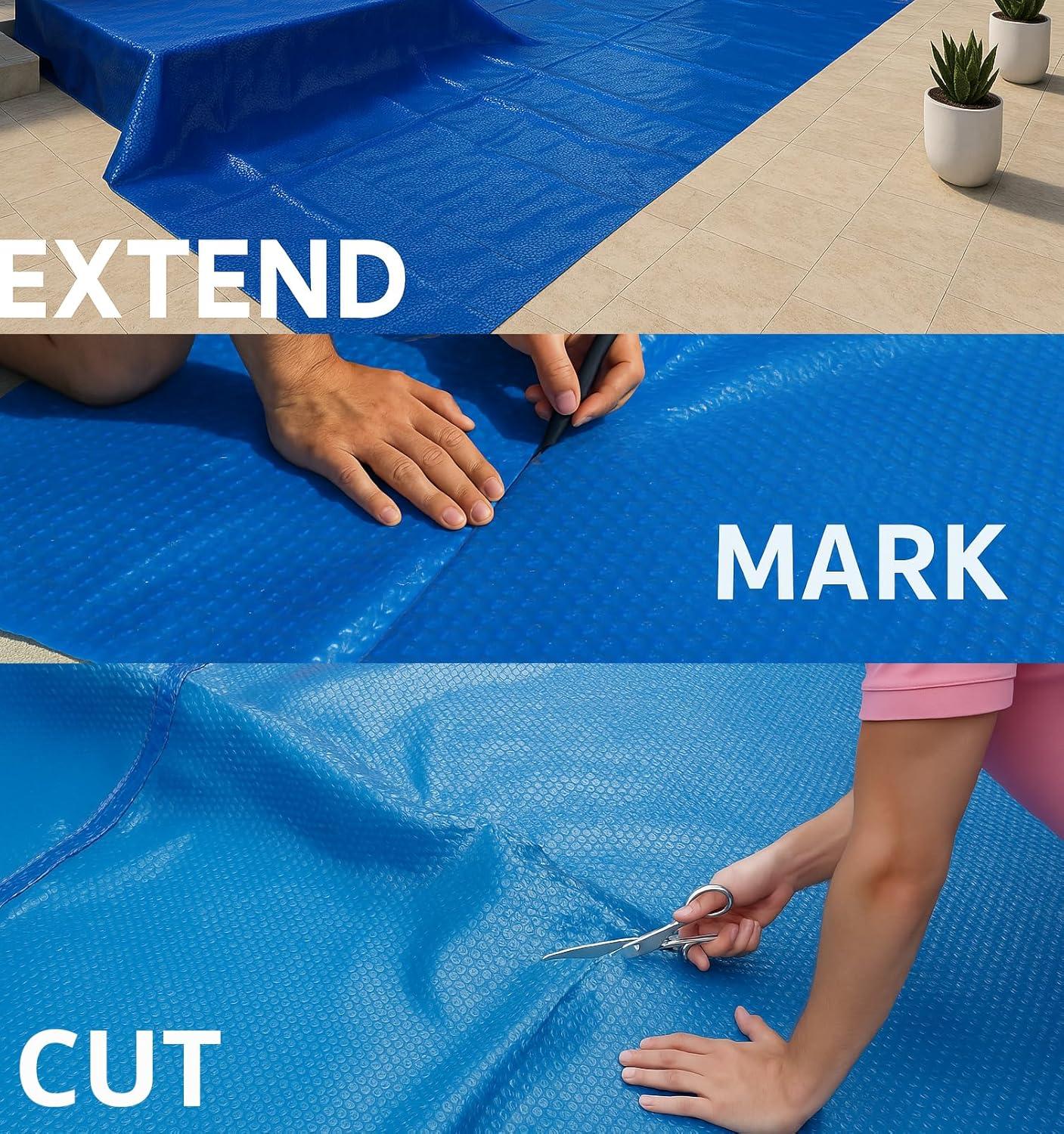 SunHeater Durable Trimmable Water Resistant Pool Covers, Blue, 14' x 28'