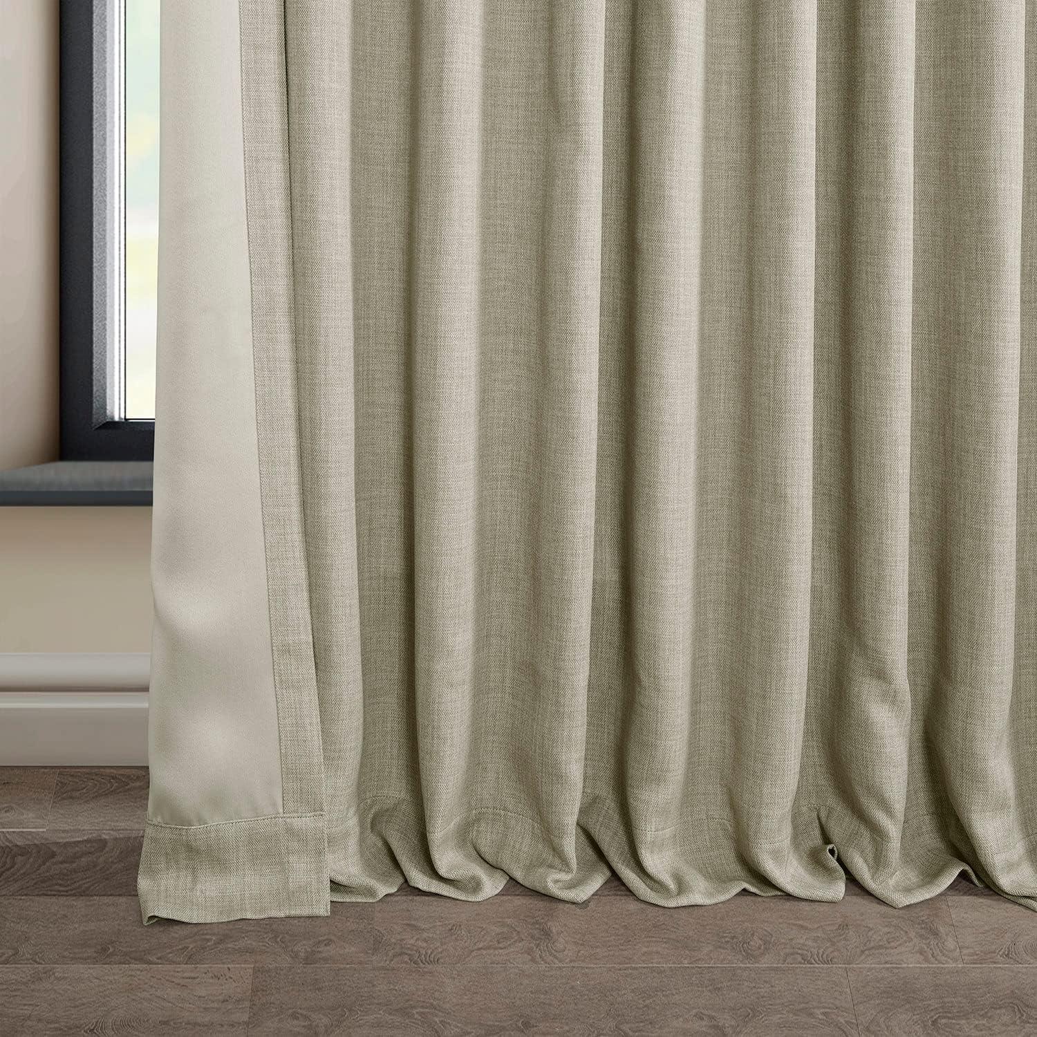 Oatmeal Faux Linen Extra Wide Room Darkening Curtain (1 Panel), Oatmeal, 100W X 108L