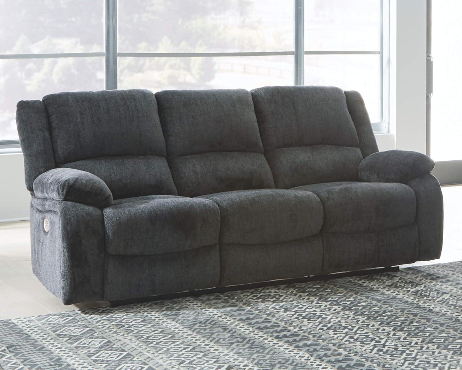 Slate Gray Fabric Power Reclining Sofa with USB Ports