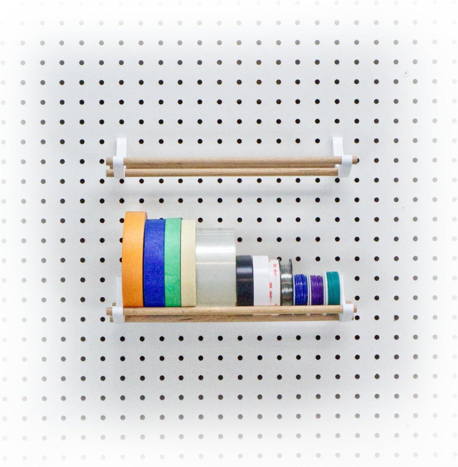 Peggy Pegboard Work Station Organizer – Hooks & Dowels for Tape, Ribbon, Wire, Crafts, Wine Rack White 1PK