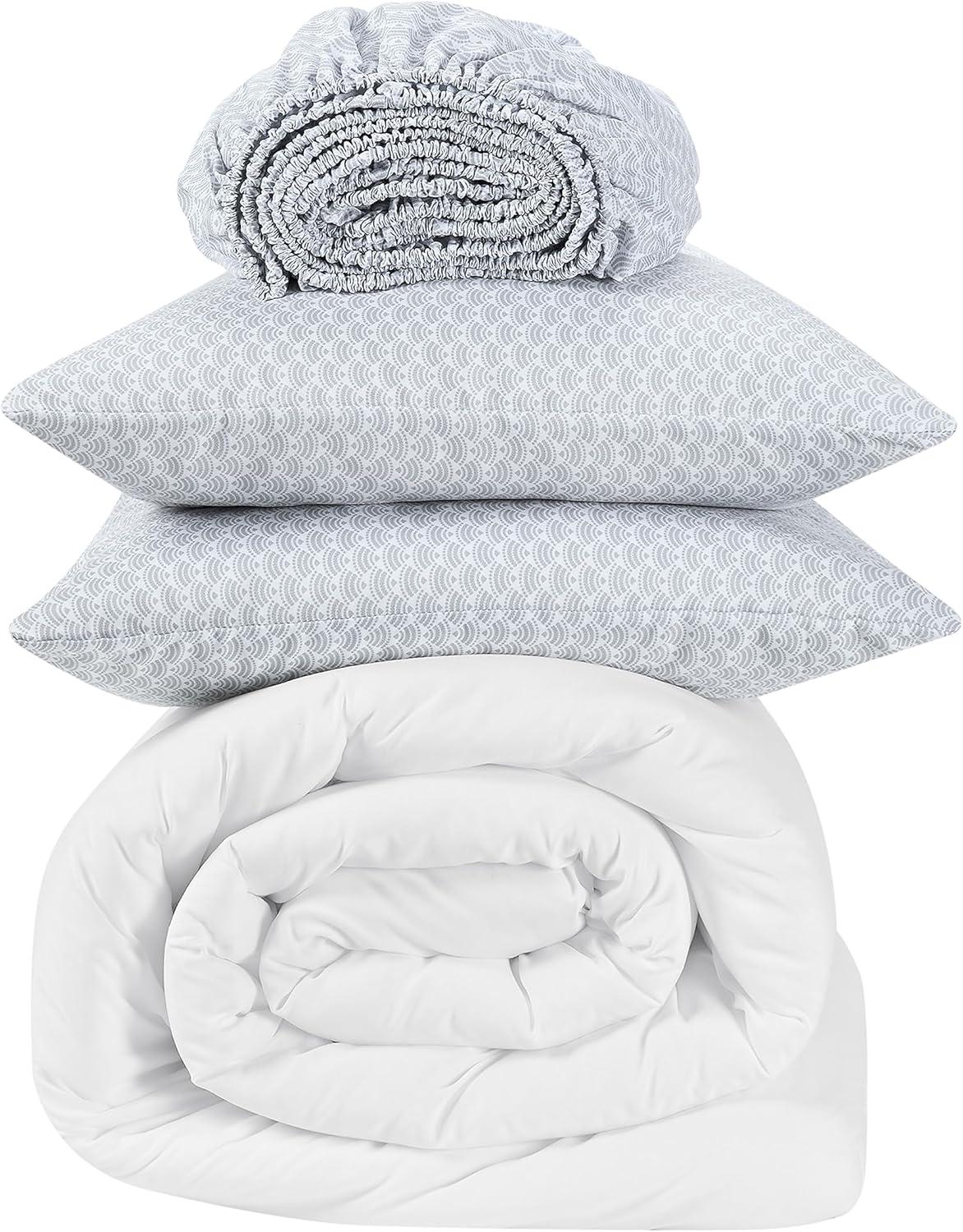 7pc Queen Simply Clean Pleated Bed in a Bag White - Serta: Polyester, Stain-Resistant, Machine Washable